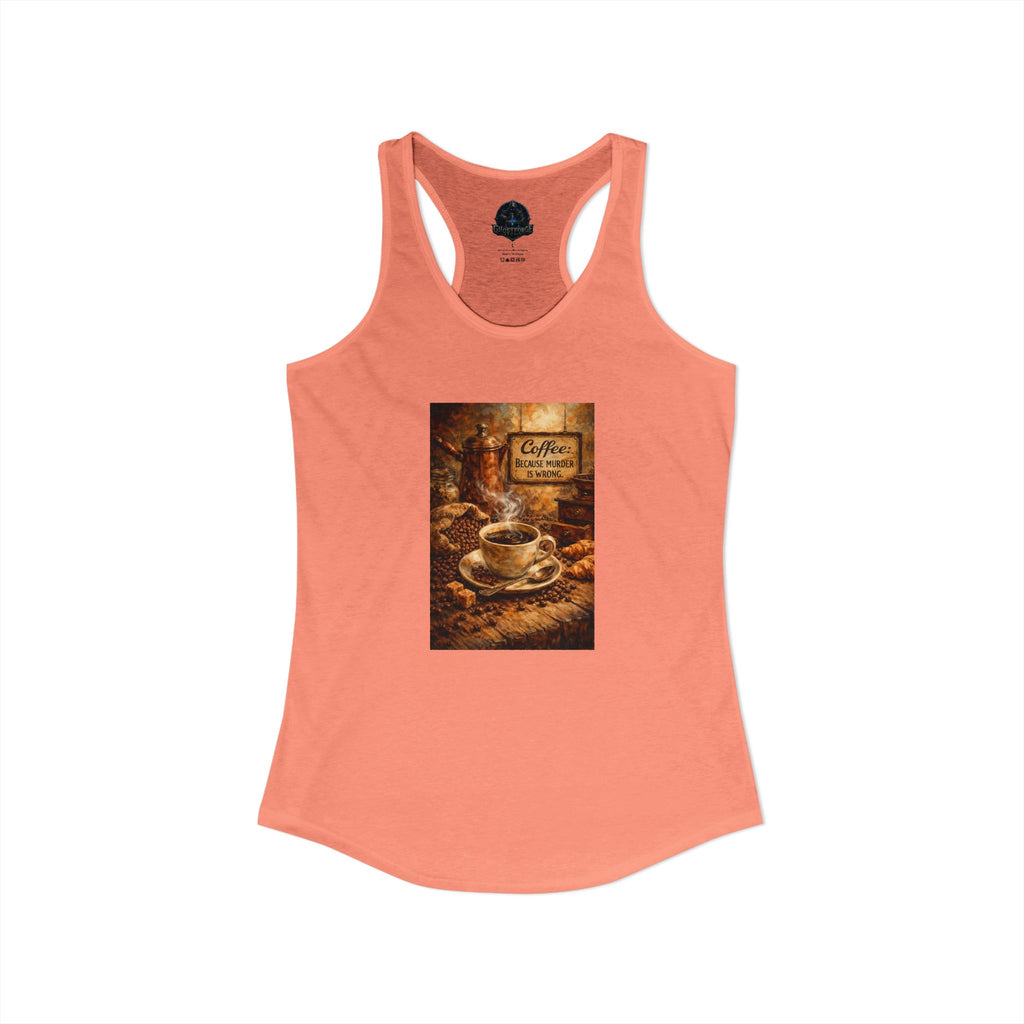 Women's Ideal Racerback Tank - "Coffee B/c Murder is wrong"