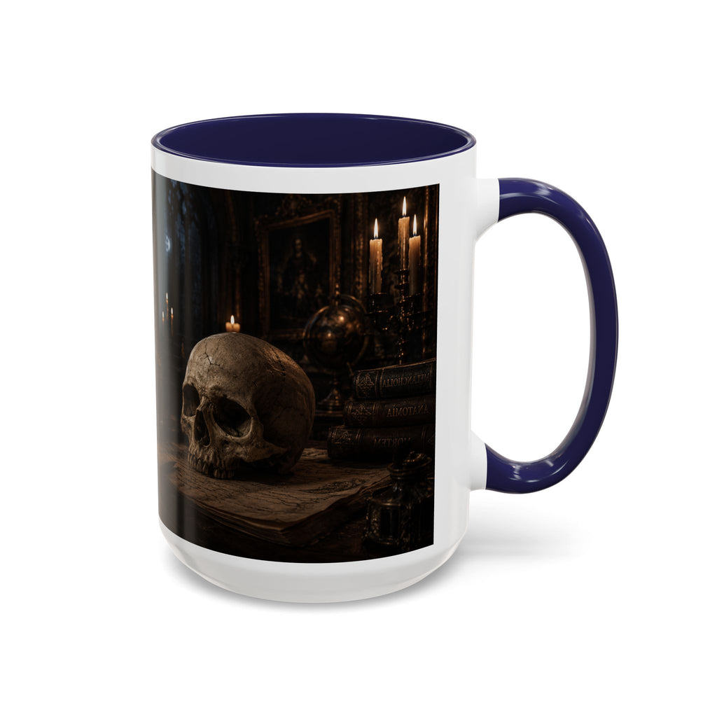 Gothic Skull Coffee Mug — Candlelit Occult Library Accent Mug (11/15oz)