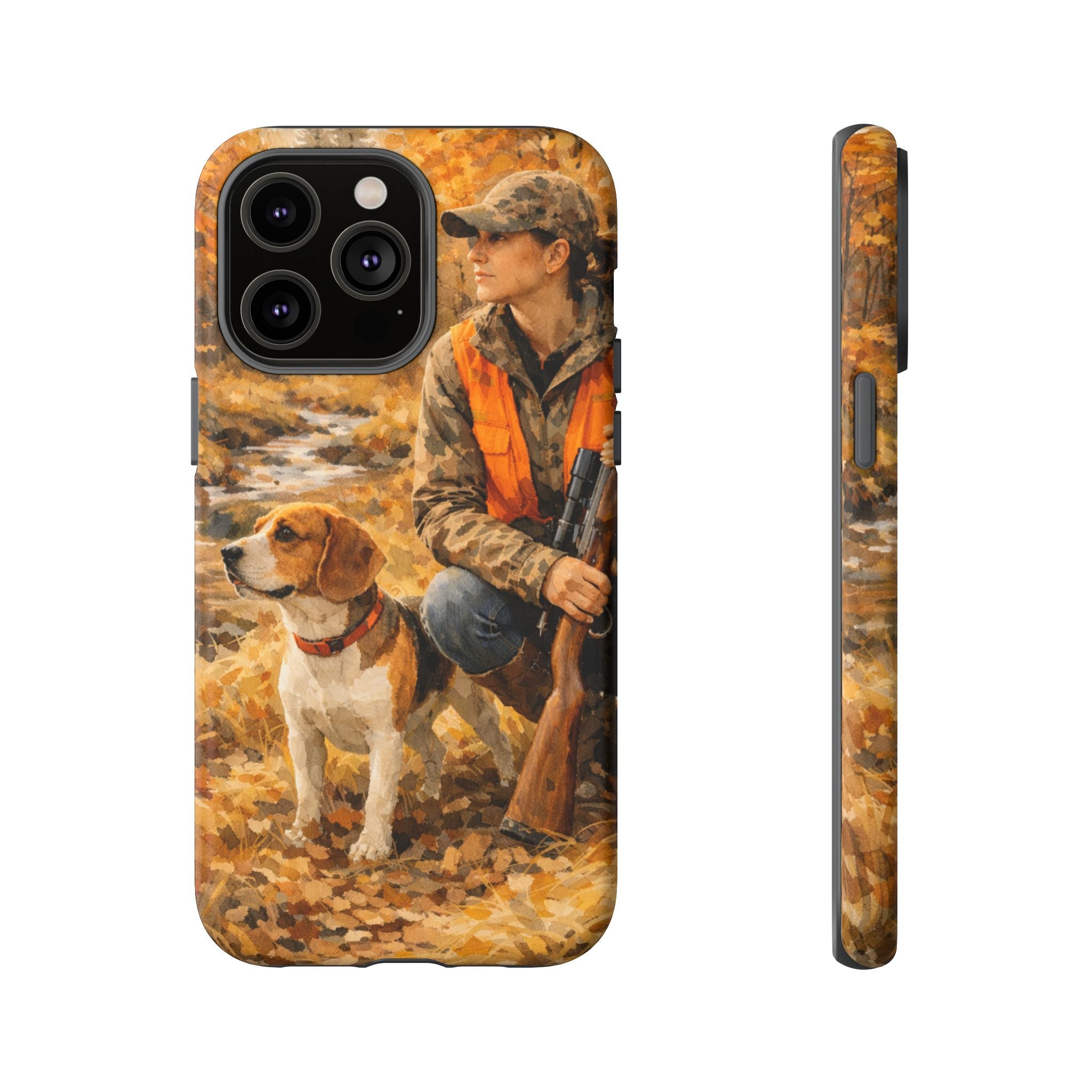 Hunter and Beagle Phone Case — Hunting Dog Autumn Camouflage iPhone Cover
