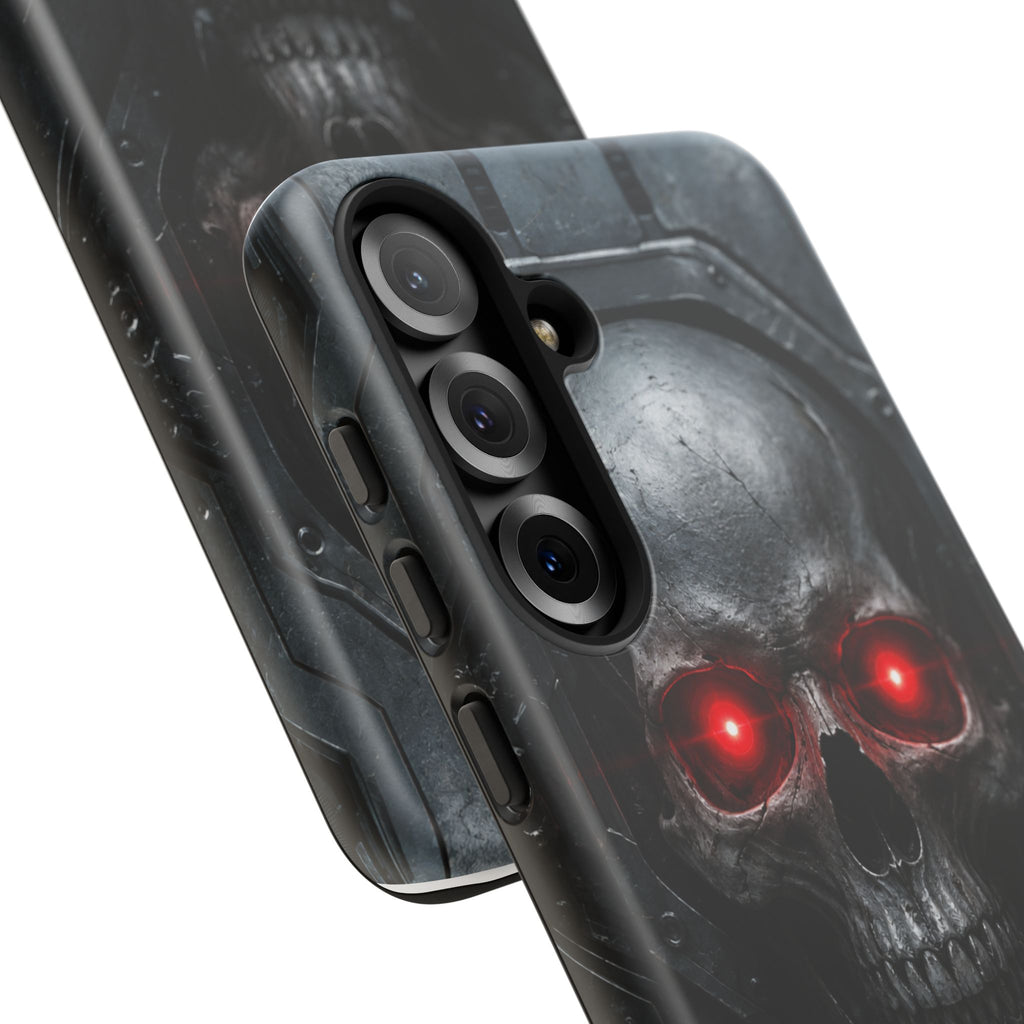 Skull Sentinel Phone Case — Red-Eyed Tactical Skull Protective Case