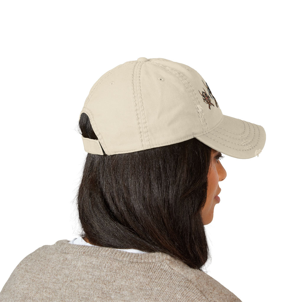 Distressed Viking Skull & Crossed Axes Embroidered Dad Hat