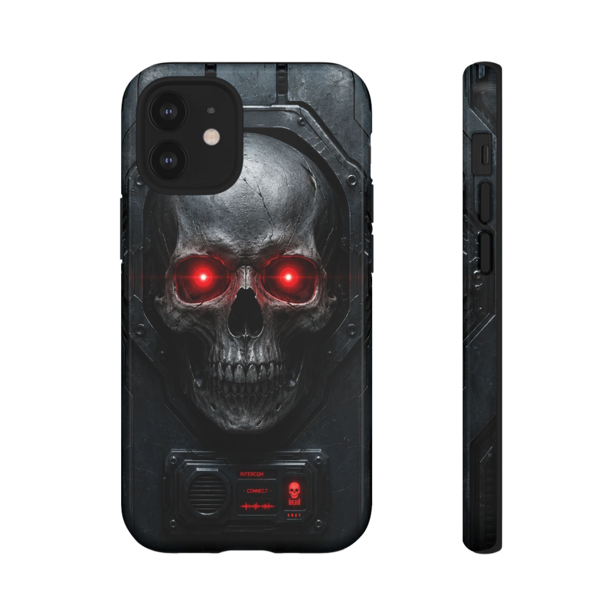 Skull Sentinel Phone Case — Red-Eyed Tactical Skull Protective Case