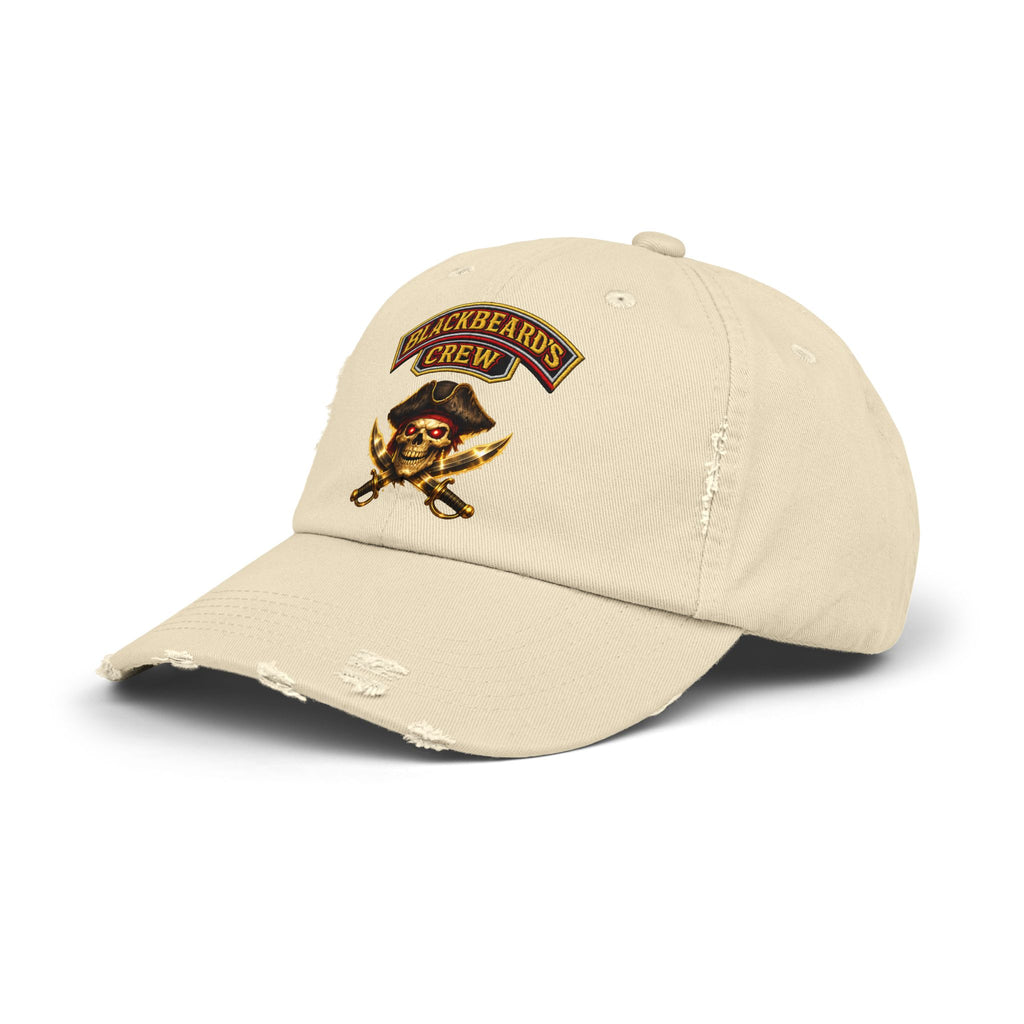Blackbeard's Crew Distressed Baseball Cap — Pirate Skull Patch Hat