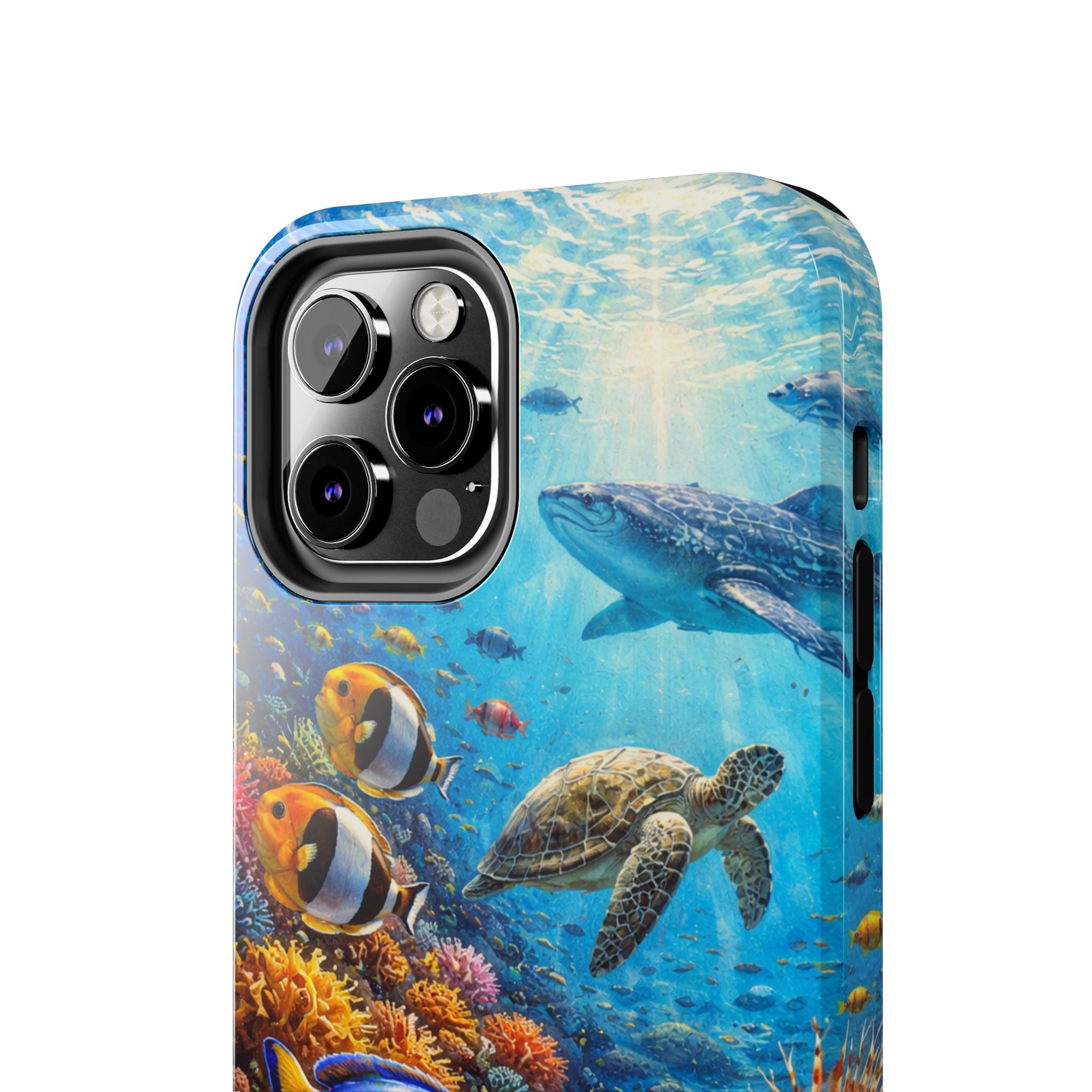 Ocean Reef Tough Phone Case — Colorful Sea Turtle & Tropical Fish Design