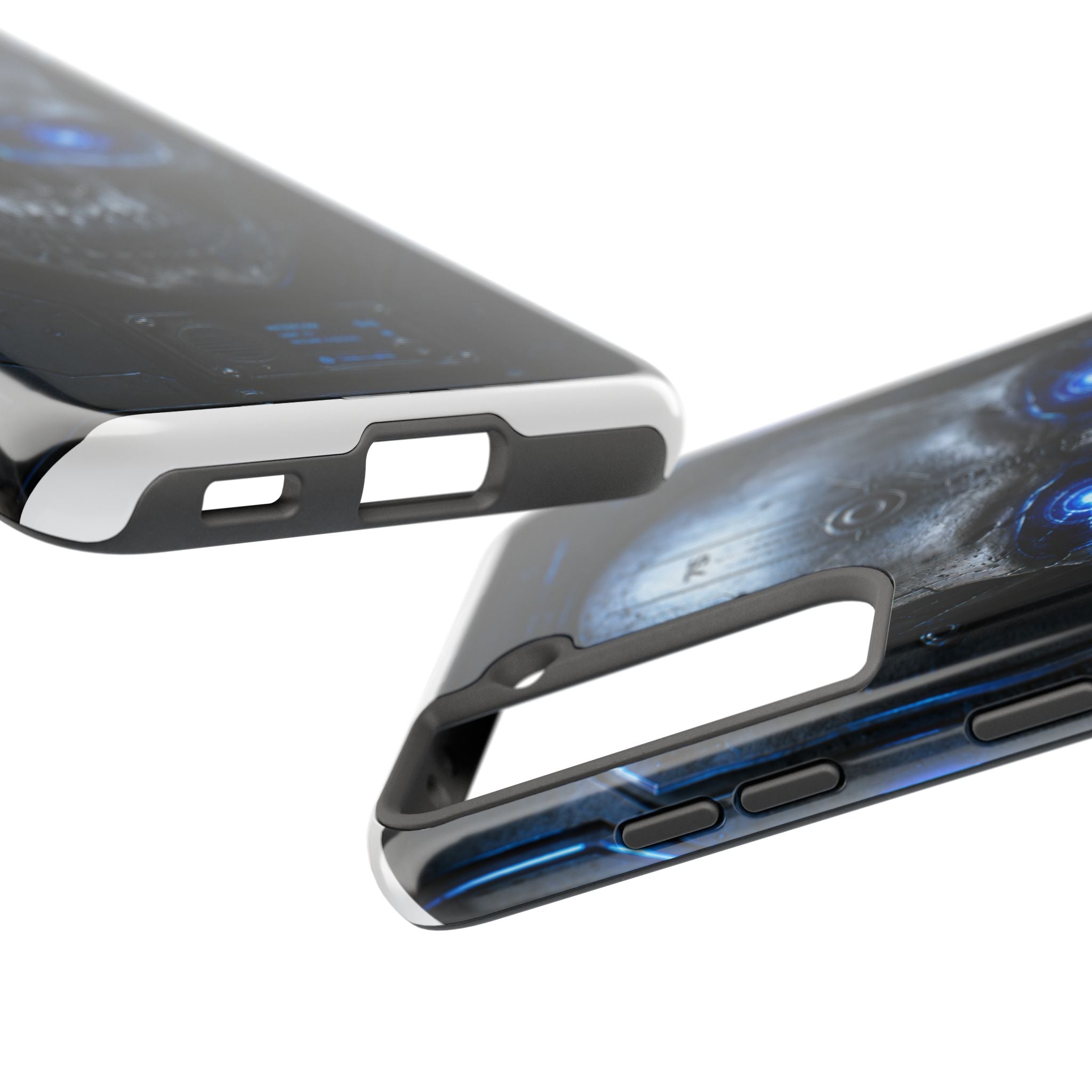 Cyber Skull Tough Phone Case — Blue LED Scary Robot Skull iPhone Case