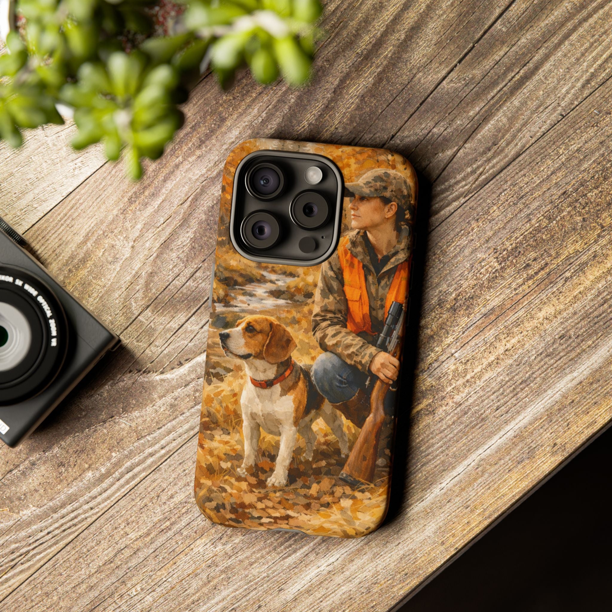Hunter and Beagle Phone Case — Hunting Dog Autumn Camouflage iPhone Cover