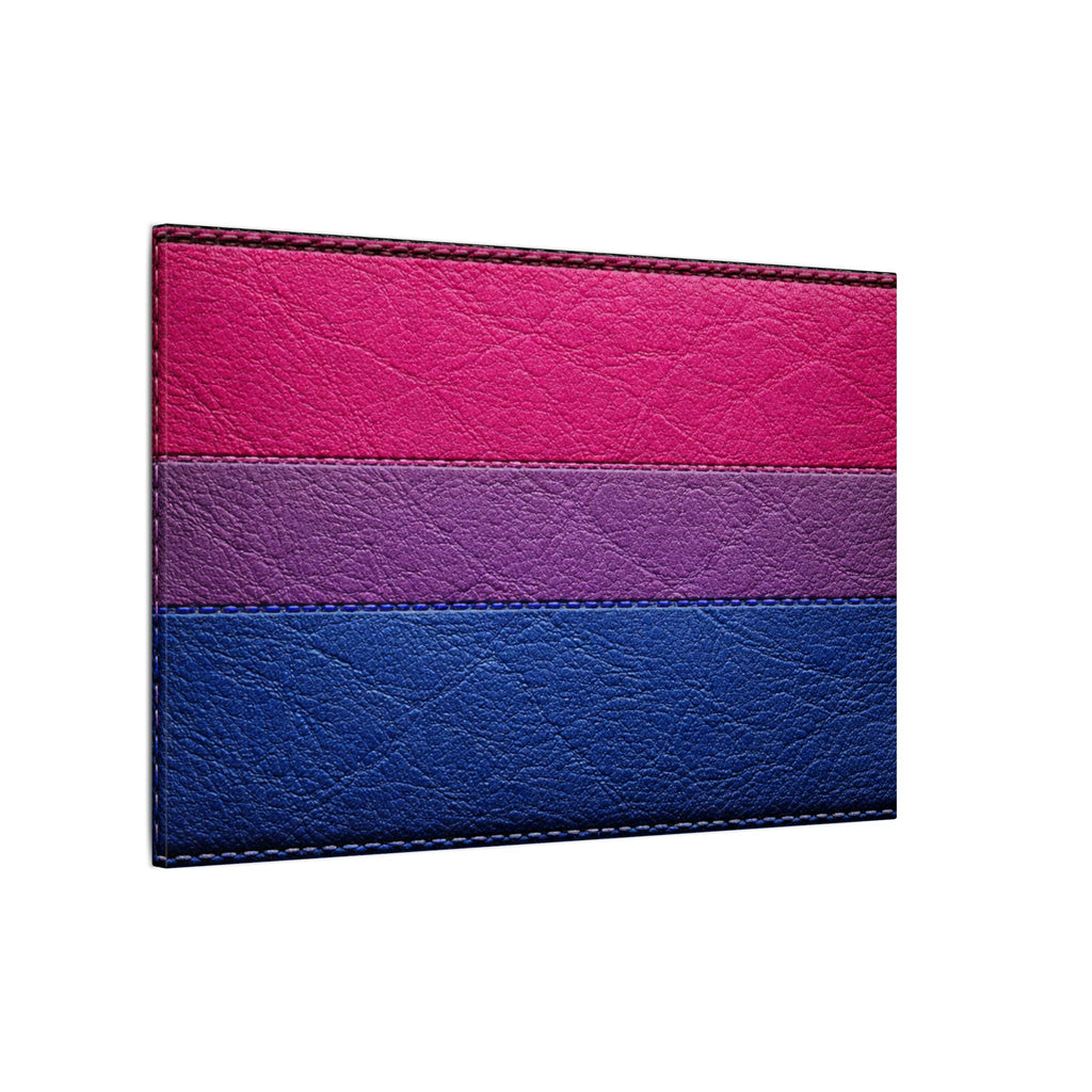 Bisexual Pride Flag Canvas Wall Art — Leather Patch Style Matte Print