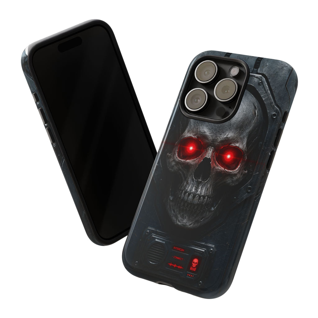 Skull Sentinel Phone Case — Red-Eyed Tactical Skull Protective Case