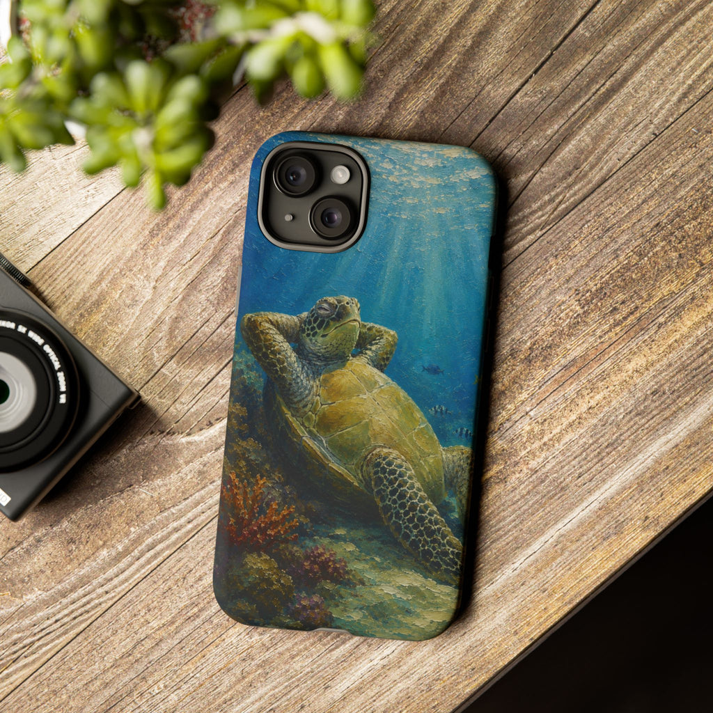 Sea Turtle Relaxation Phone Case — Ocean Underwater Art Protective Tough Case