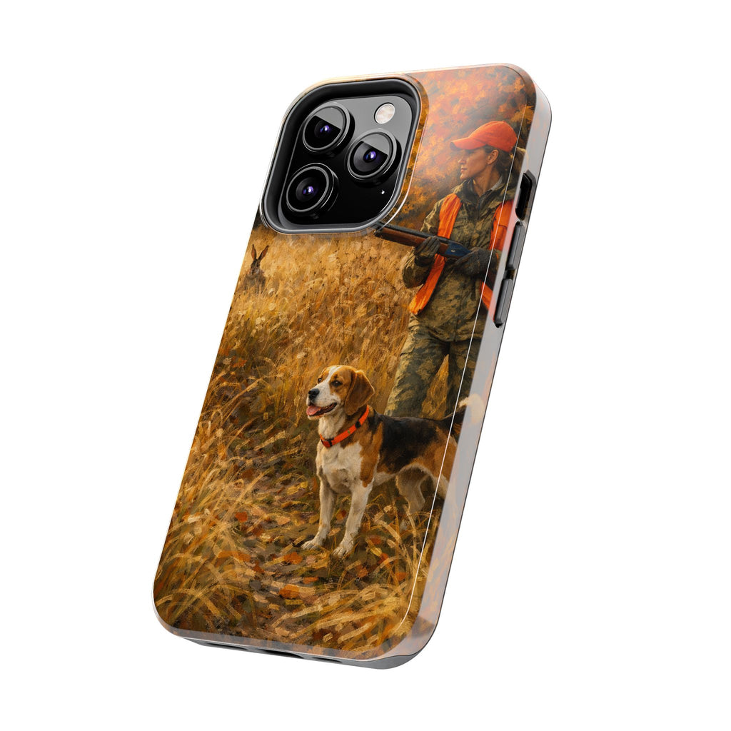 Hunting Scene Tough Phone Case — Hunter & Beagle Autumn Field Protective Cover