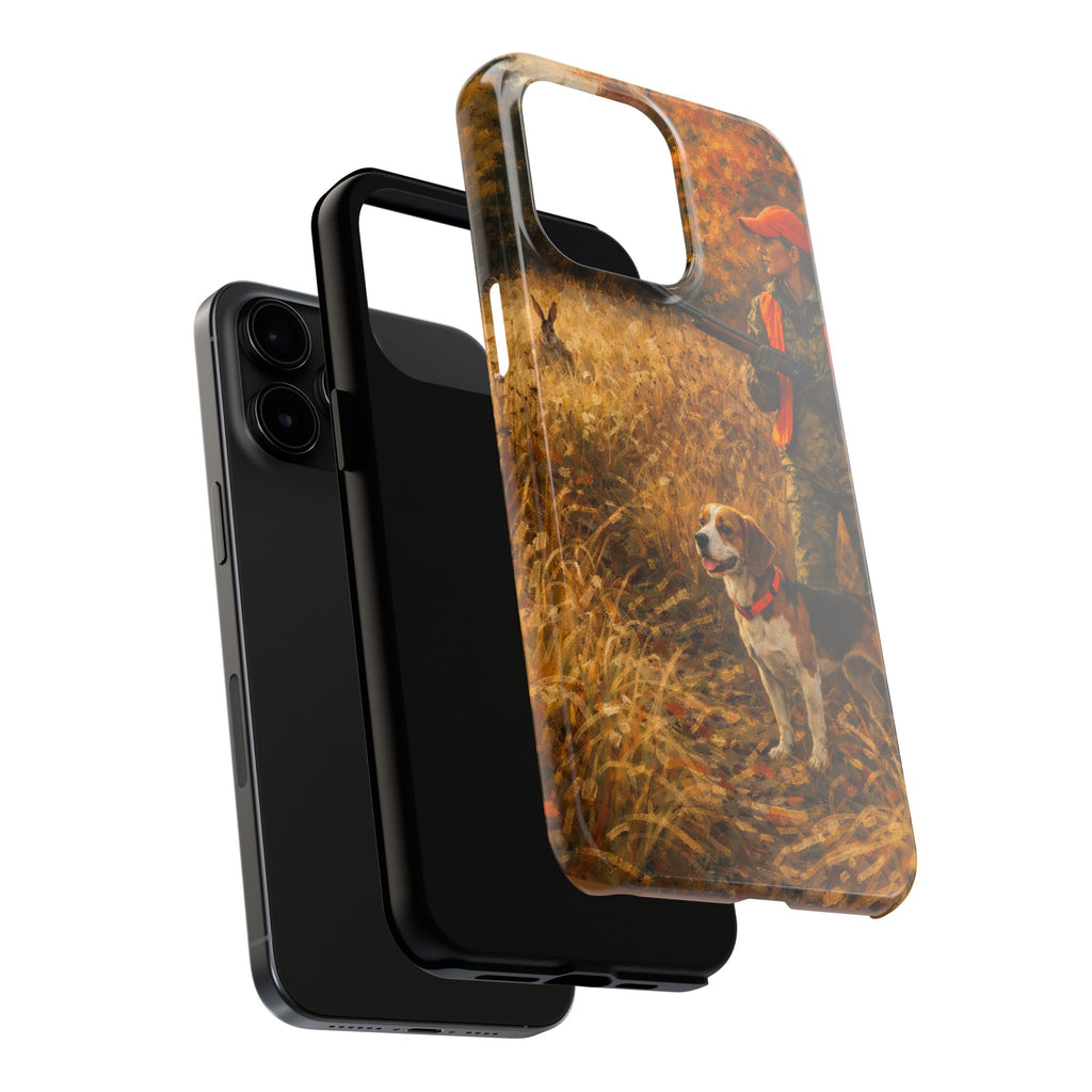 Hunting Scene Tough Phone Case — Hunter & Beagle Autumn Field Protective Cover
