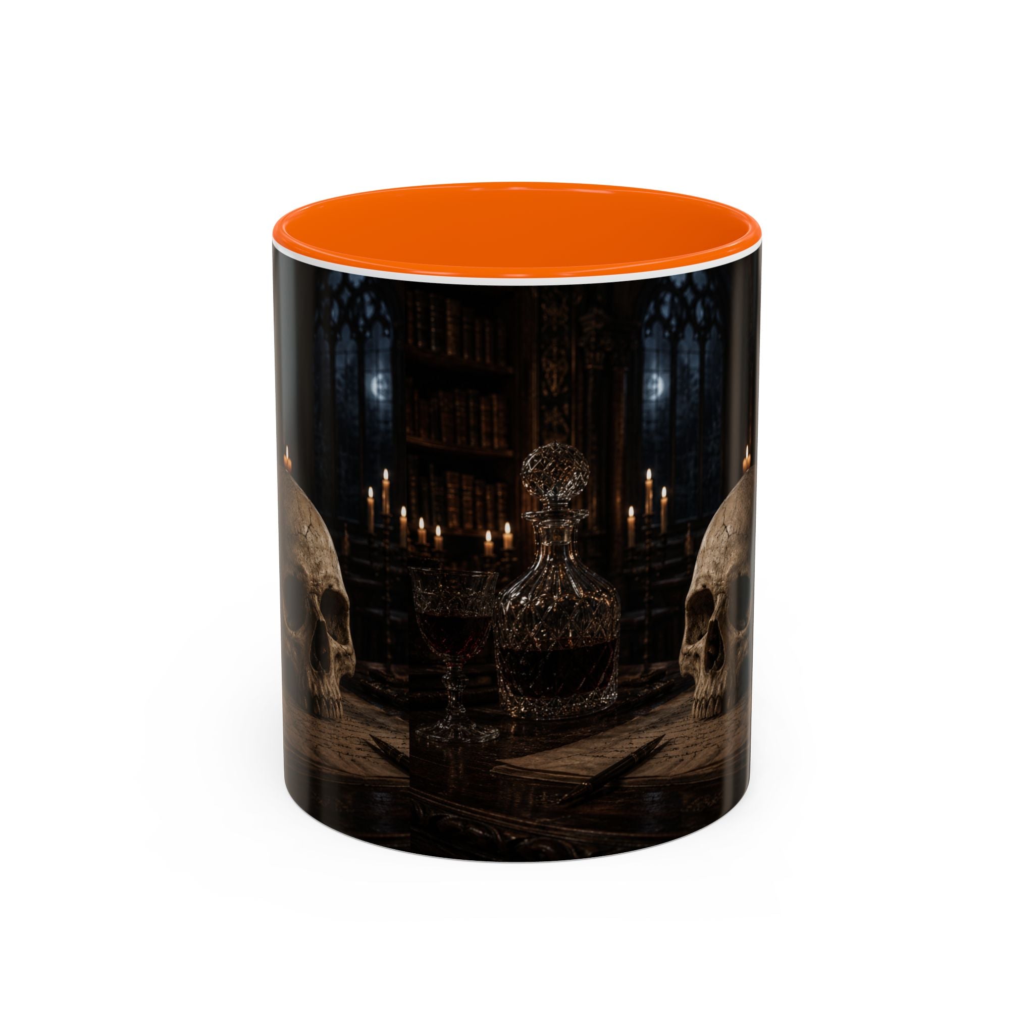Gothic Skull Coffee Mug — Candlelit Occult Library Accent Mug (11/15oz)