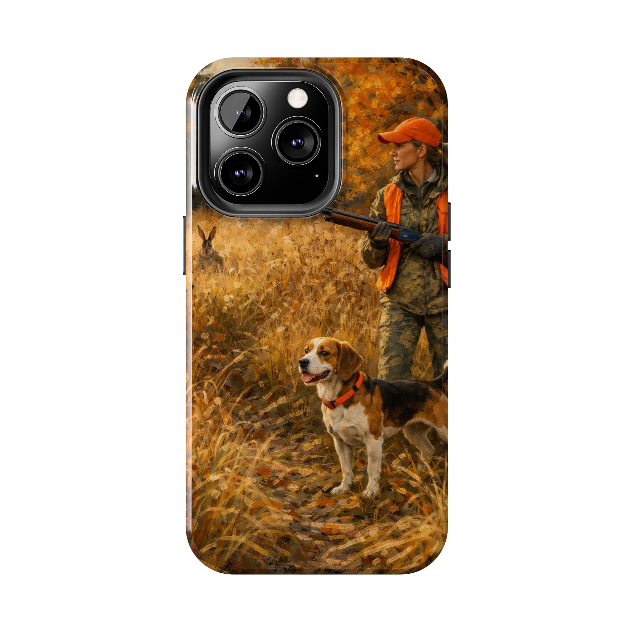 Hunting Scene Tough Phone Case — Hunter & Beagle Autumn Field Protective Cover