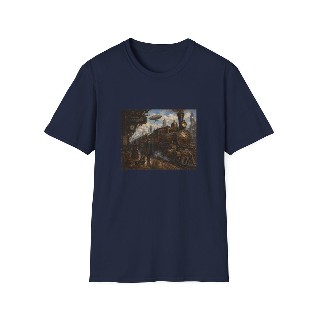 Steampunk Steamtrain T‑Shirt — Vintage Airship & Locomotive Art Tee