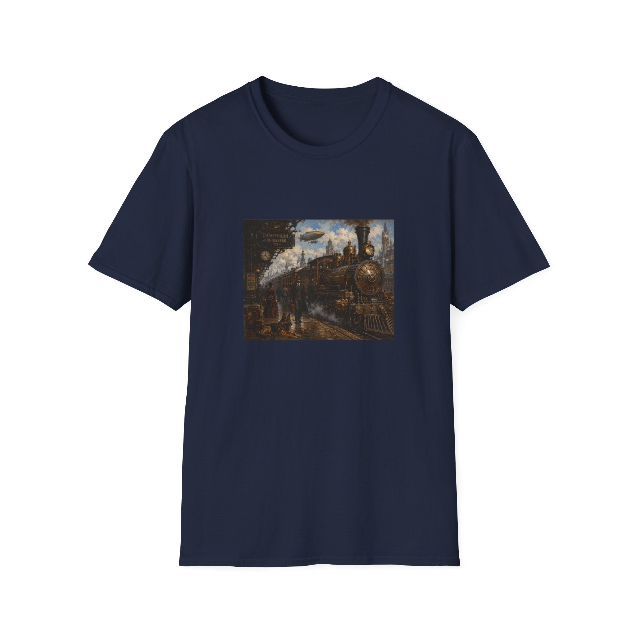 Steampunk Steamtrain T‑Shirt — Vintage Airship & Locomotive Art Tee