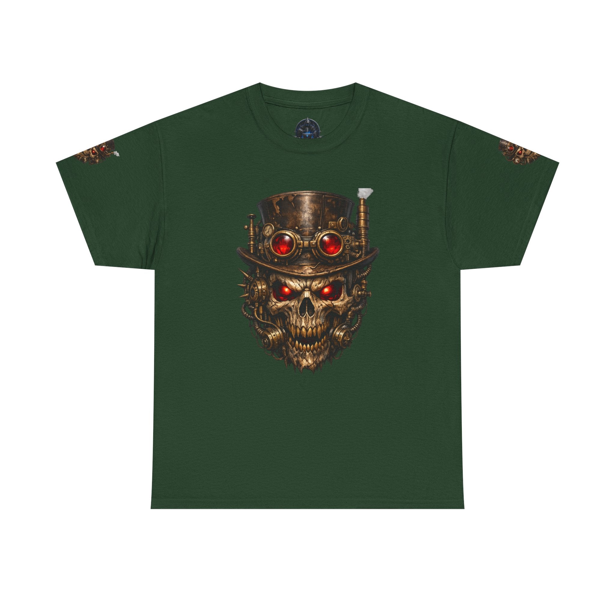 Skull Steampunk Tee — Red-Eyed Skull Graphic Shirt