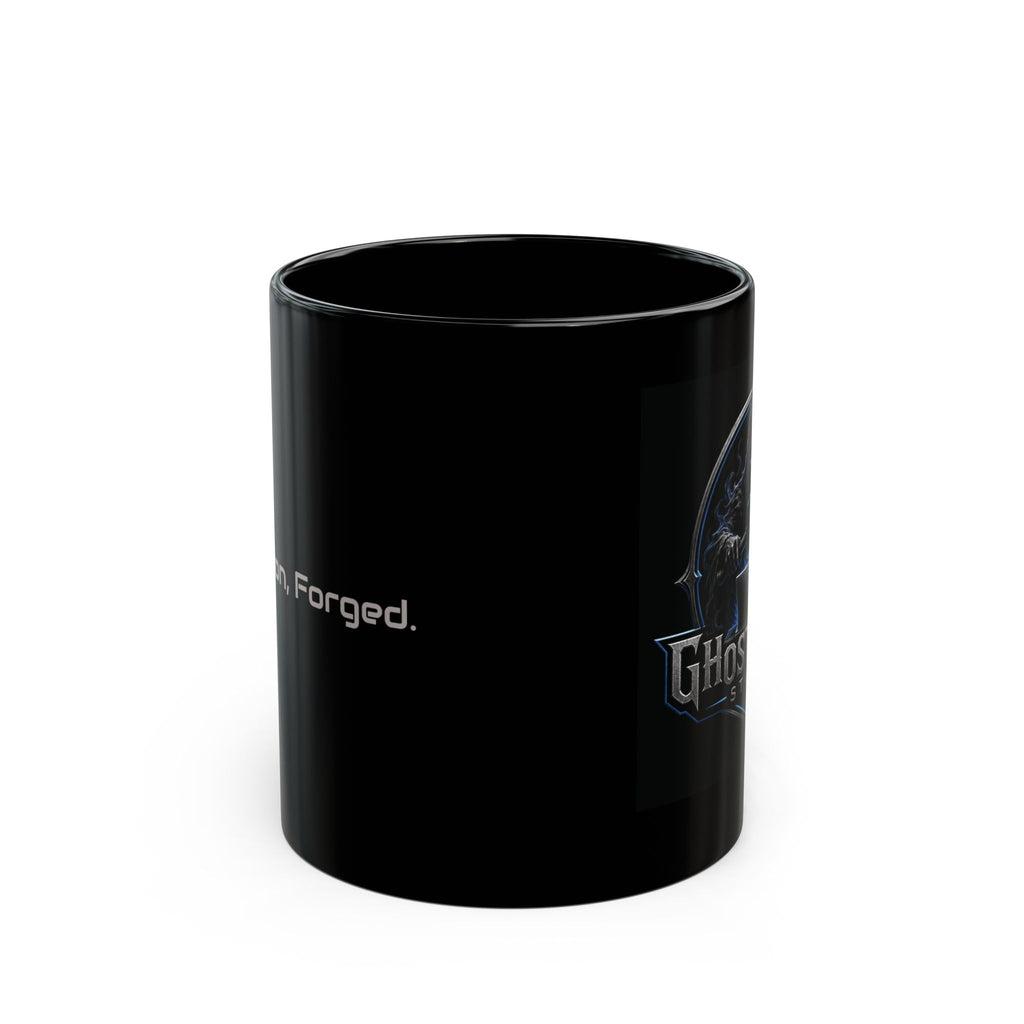 GhostForge Studio Black Mug – Dark Gamer Logo Coffee Cup (11oz/15oz)