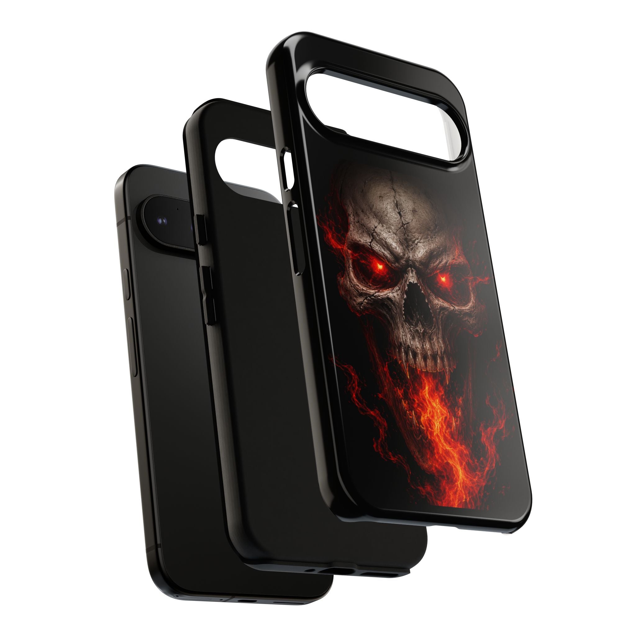 Flaming Skull Tough Case — Heavy-Duty Phone Case with Red-Eye Skull Design