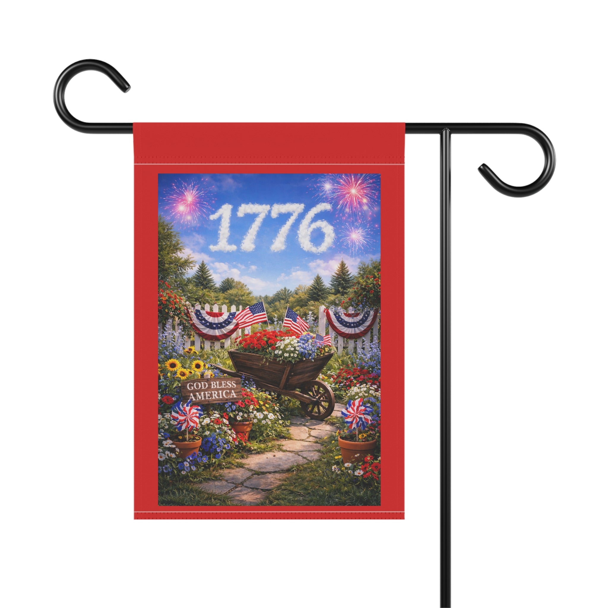 1776 Patriotic Garden Flag — God Bless America Outdoor Banner