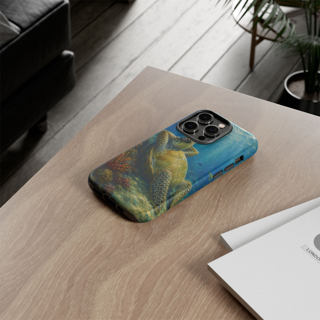 Sea Turtle Relaxation Phone Case — Ocean Underwater Art Protective Tough Case