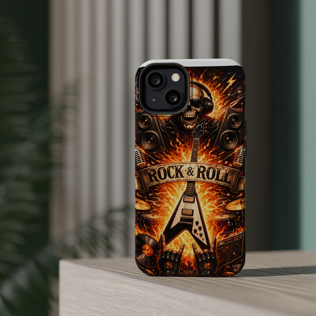 Rock & Roll Skull Guitar Phone Case — Magnetic Impact-Resistant