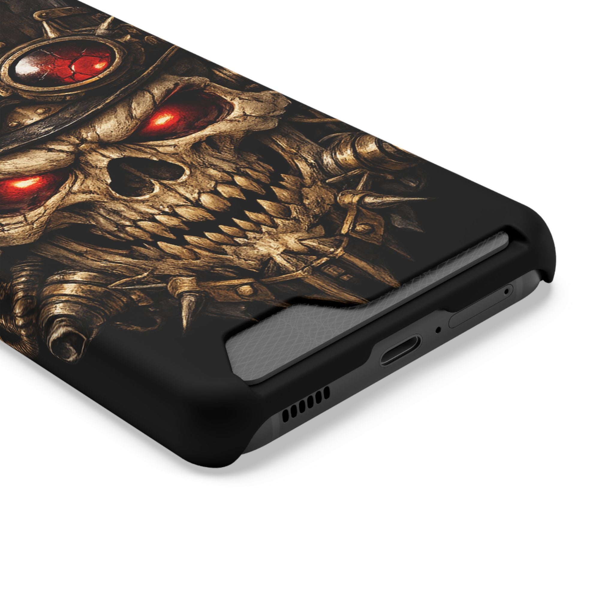 Skull Goggles Card Wallet Phone Case — Steampunk Red-Eye Armor