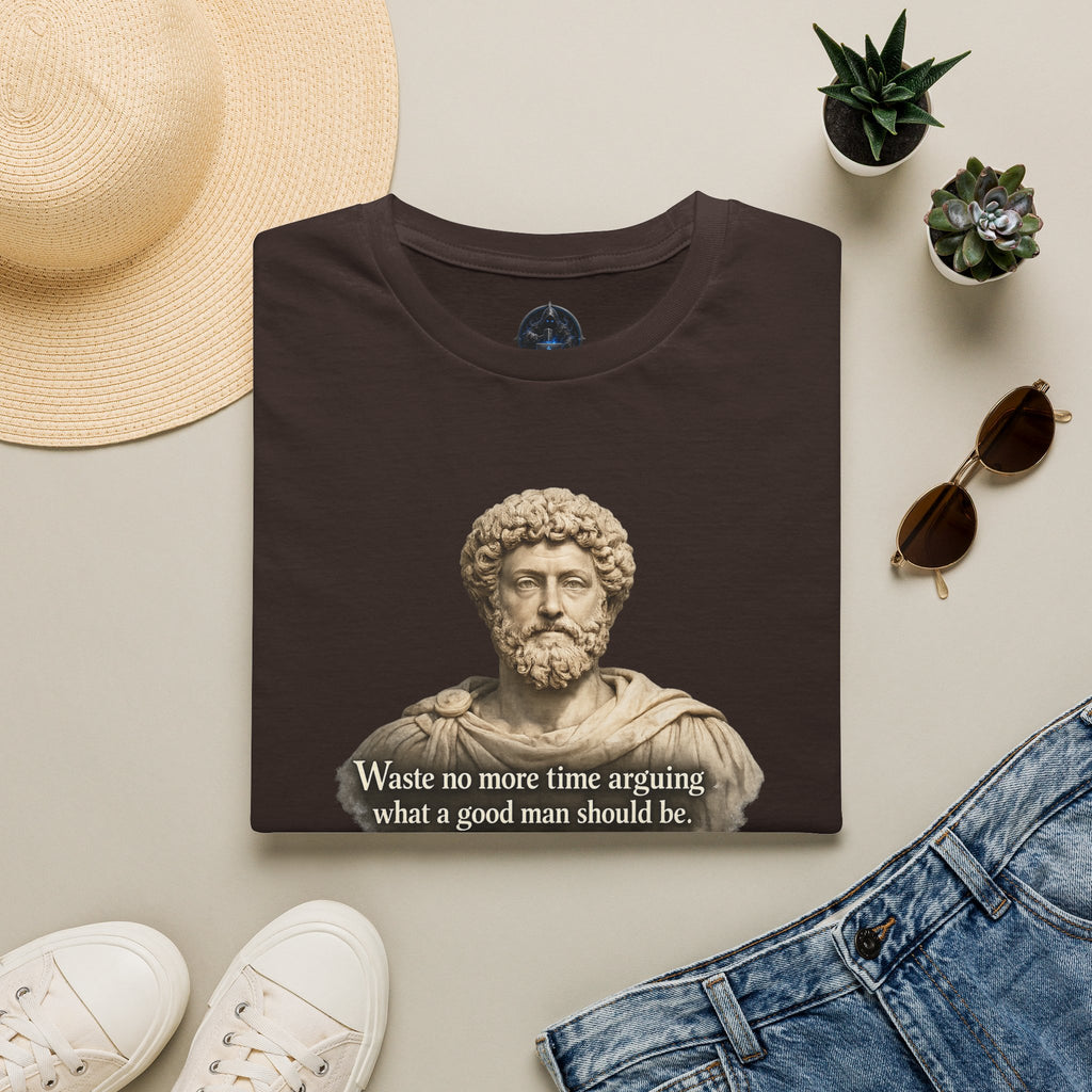 Marcus Aurelius Bust T-Shirt – “Waste No More Time...” Stoic Quote Tee