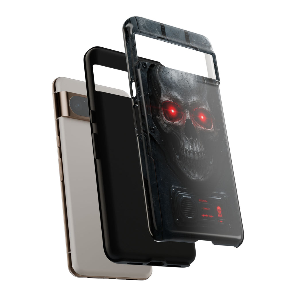 Skull Sentinel Phone Case — Red-Eyed Tactical Skull Protective Case