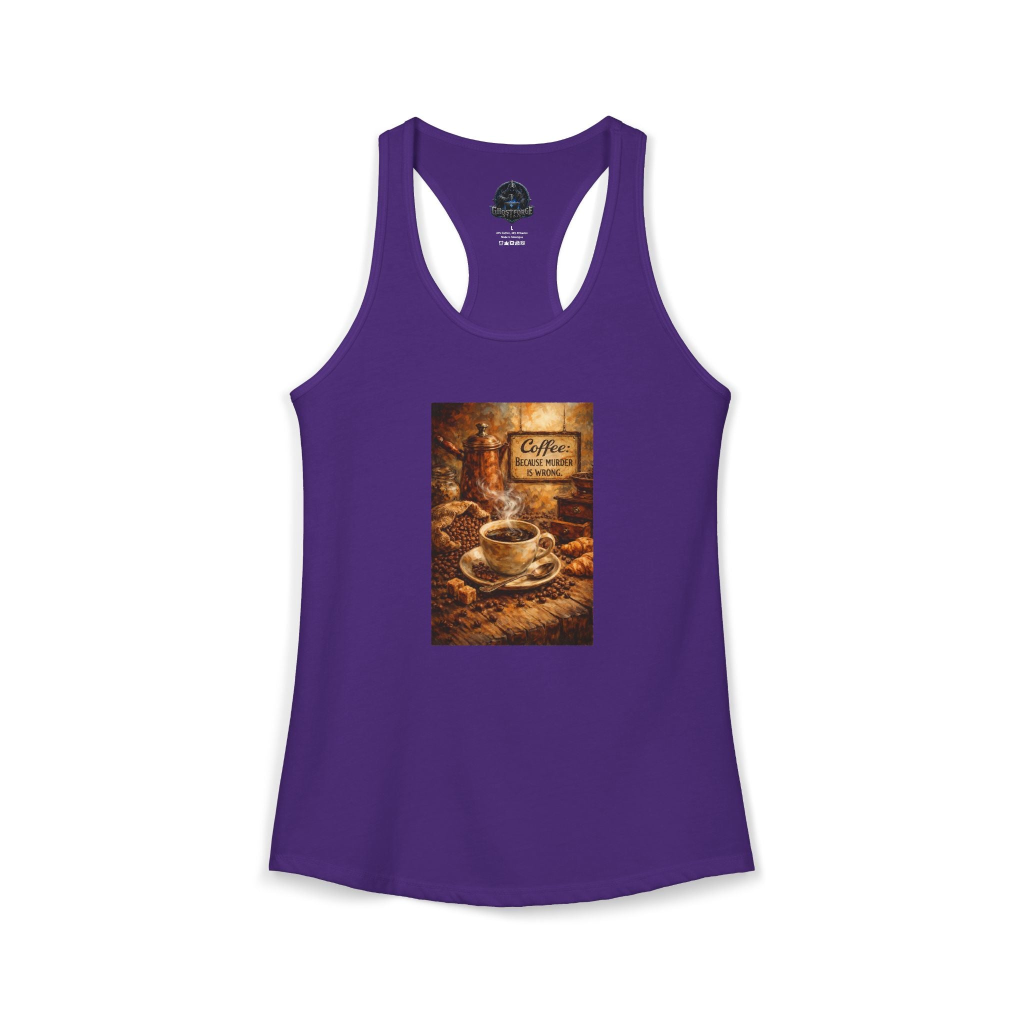 Women's Ideal Racerback Tank - "Coffee B/c Murder is wrong"