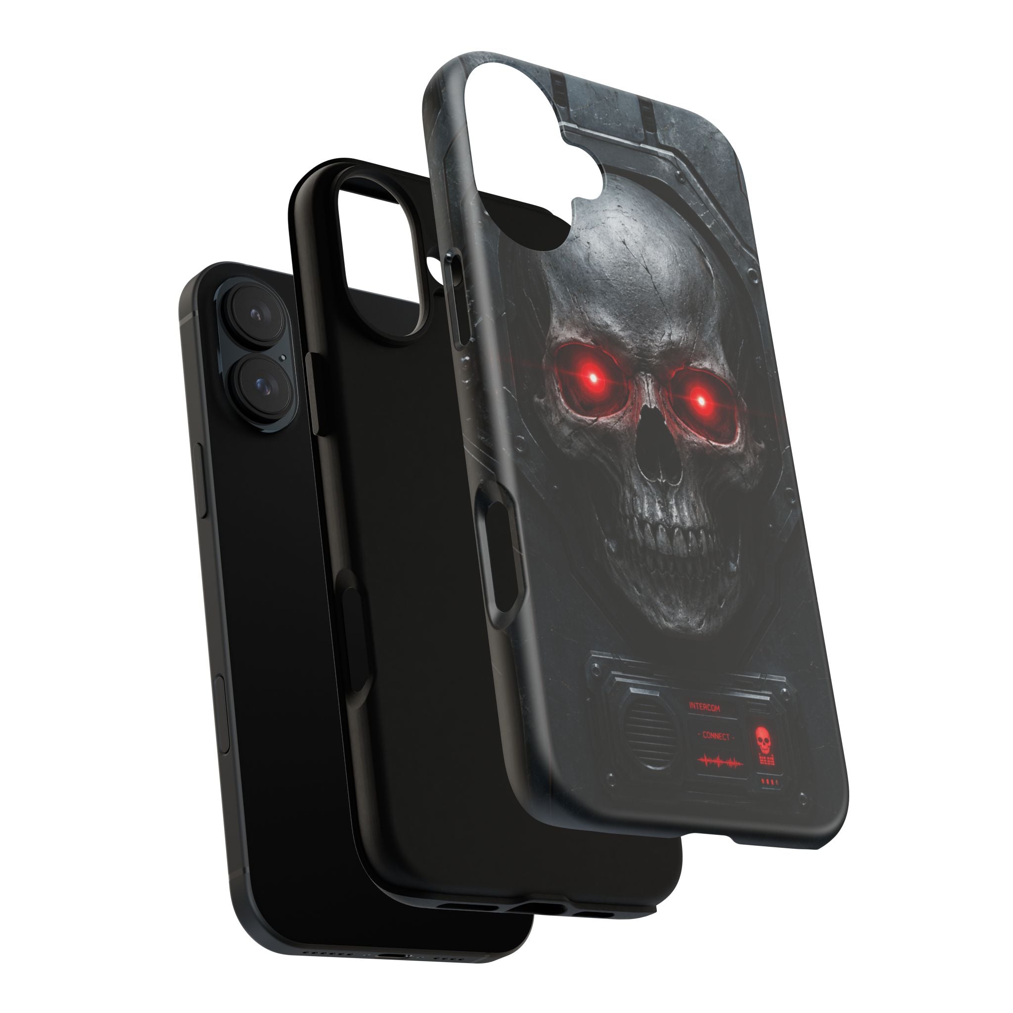 Skull Sentinel Phone Case — Red-Eyed Tactical Skull Protective Case