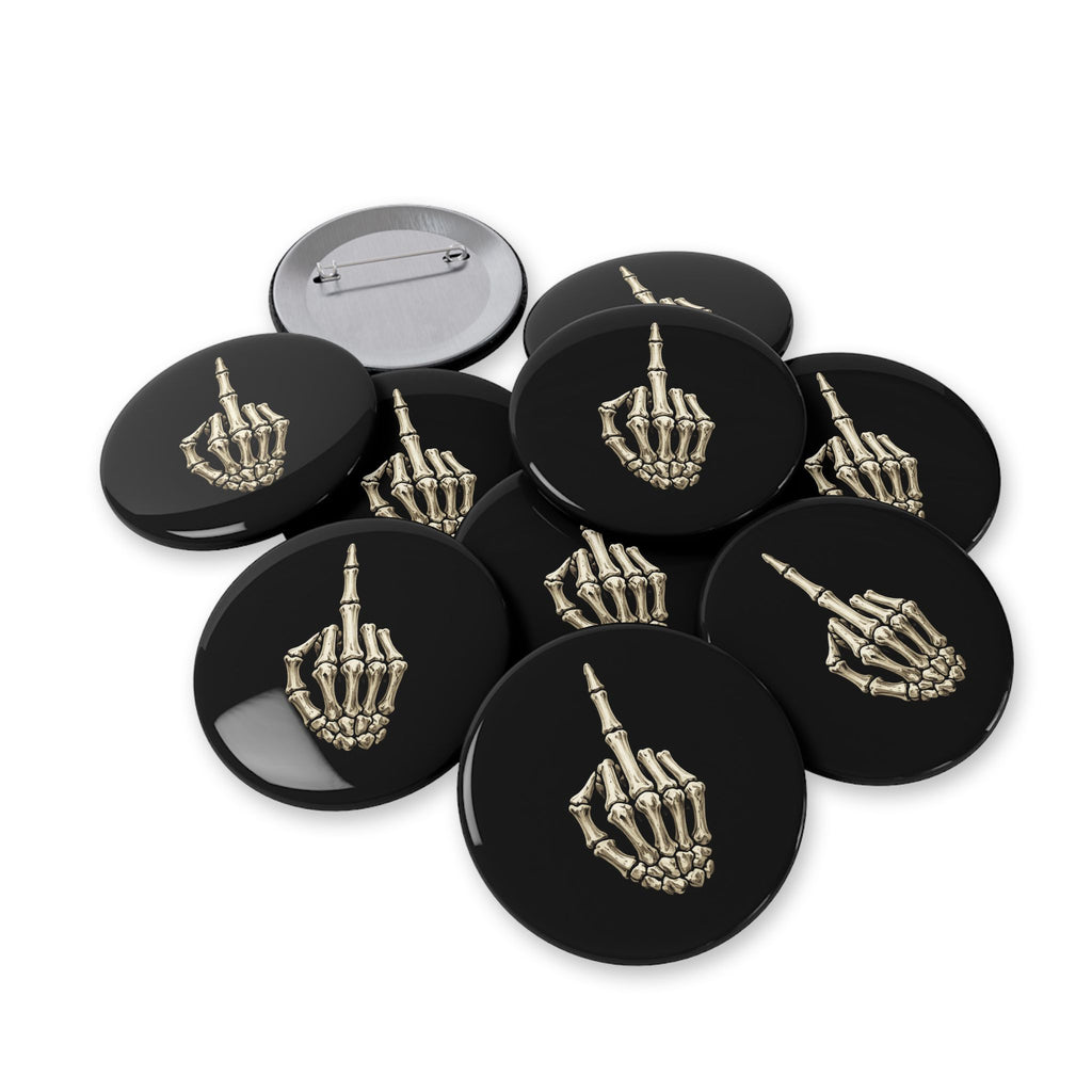 Skeleton Finger Round Pin — Gothic Punk Enamel Button