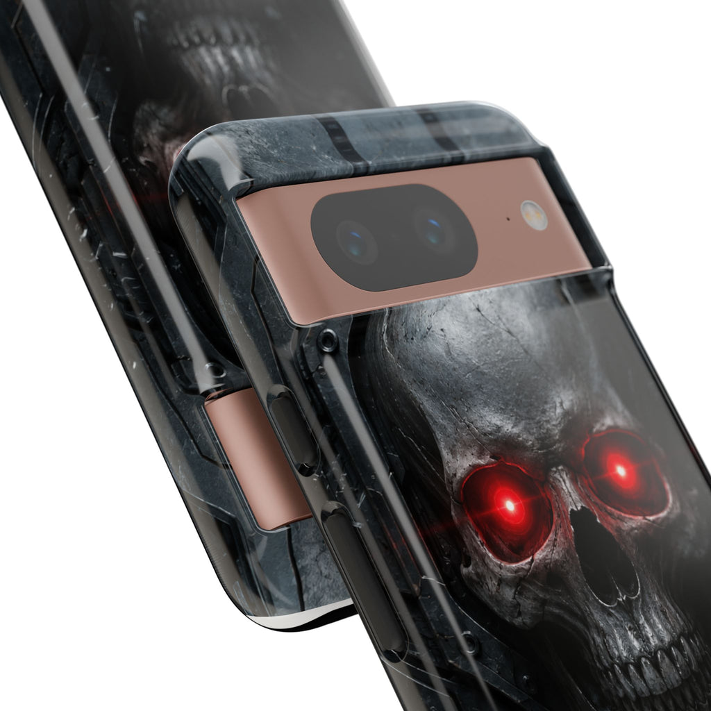 Skull Sentinel Phone Case — Red-Eyed Tactical Skull Protective Case
