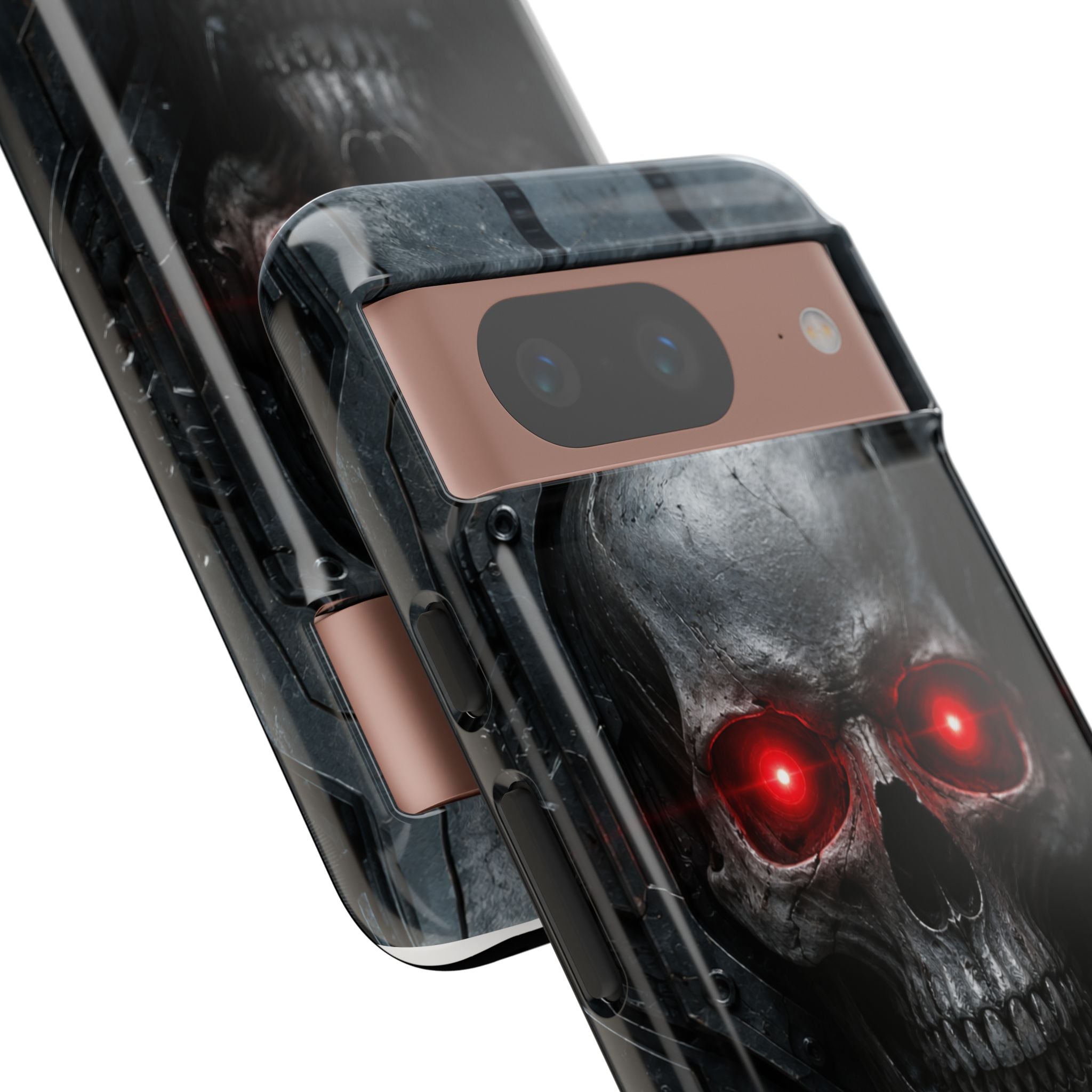 Skull Sentinel Phone Case — Red-Eyed Tactical Skull Protective Case