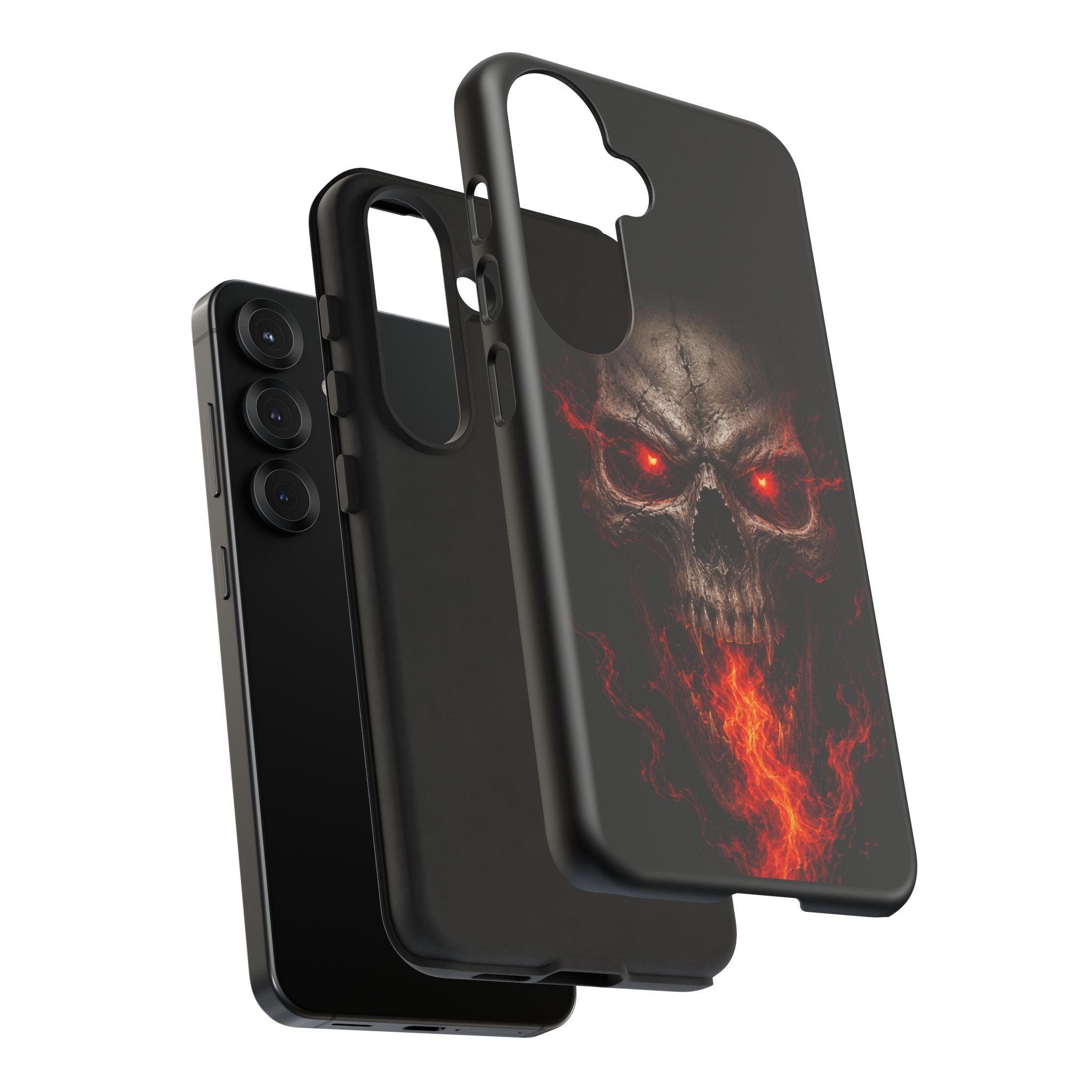 Flaming Skull Tough Case — Heavy-Duty Phone Case with Red-Eye Skull Design