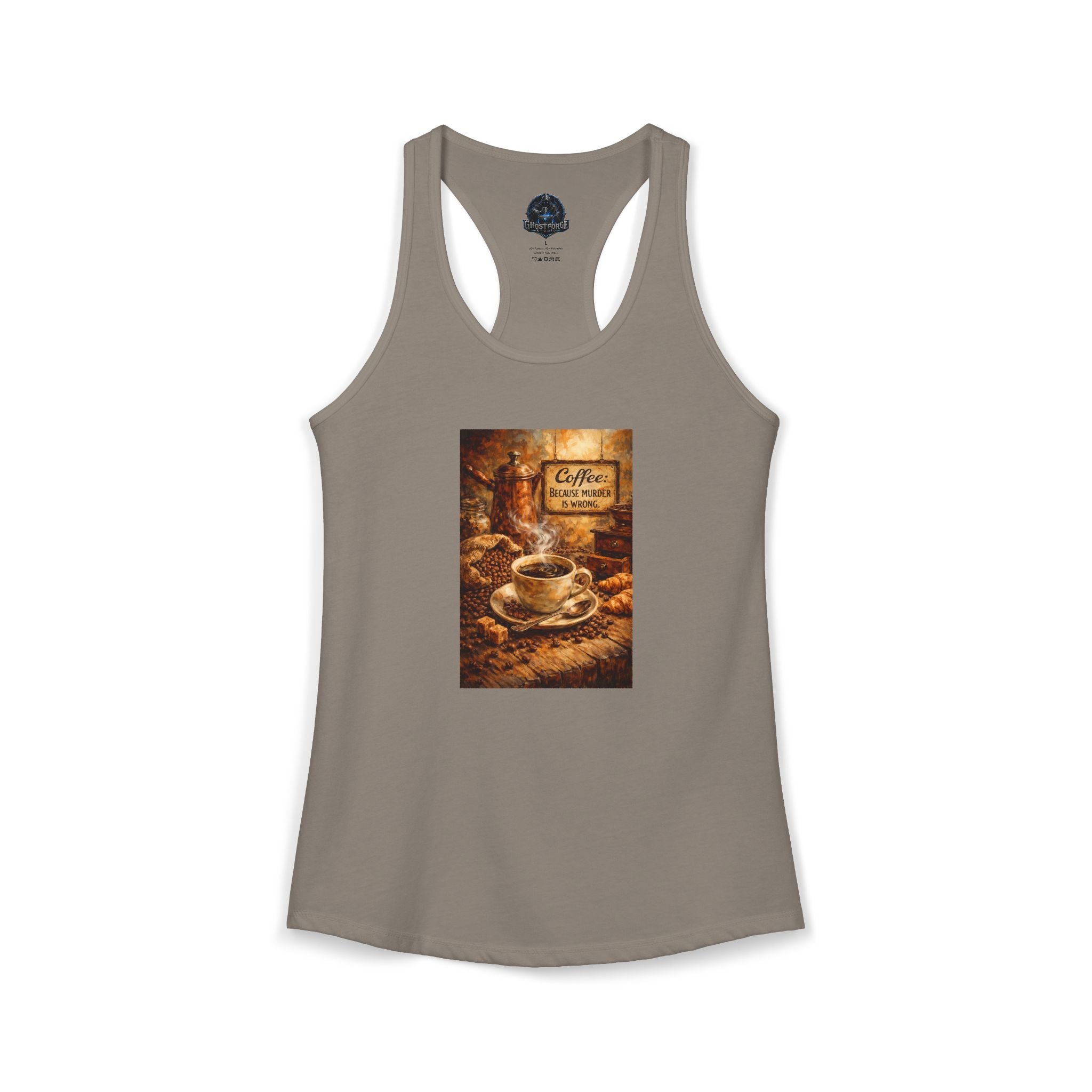 Women's Ideal Racerback Tank - "Coffee B/c Murder is wrong"