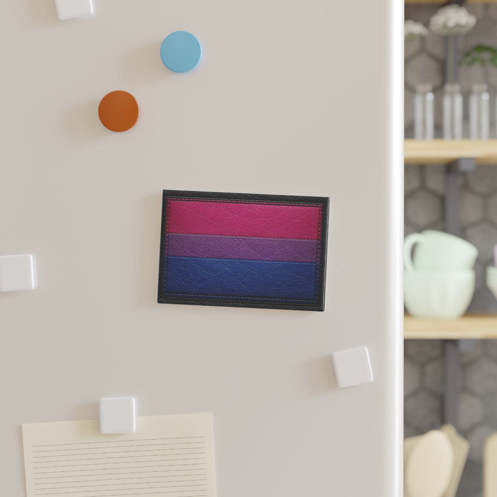Bisexual Flag Rectangle Magnet — Pride Leather-Texture Refrigerator Magnet