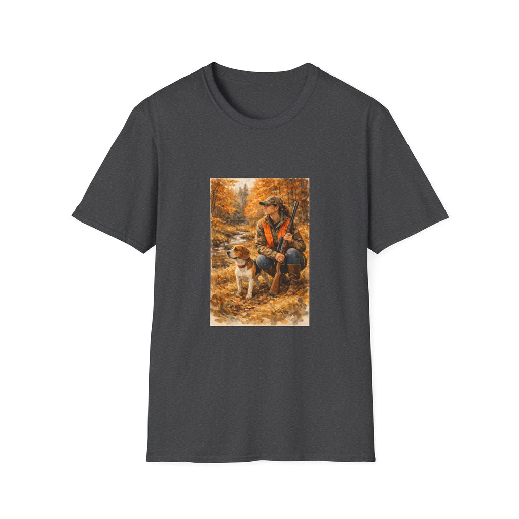 Hunting With Dog Tee — Autumn Camouflage Retriever Forest Shirt