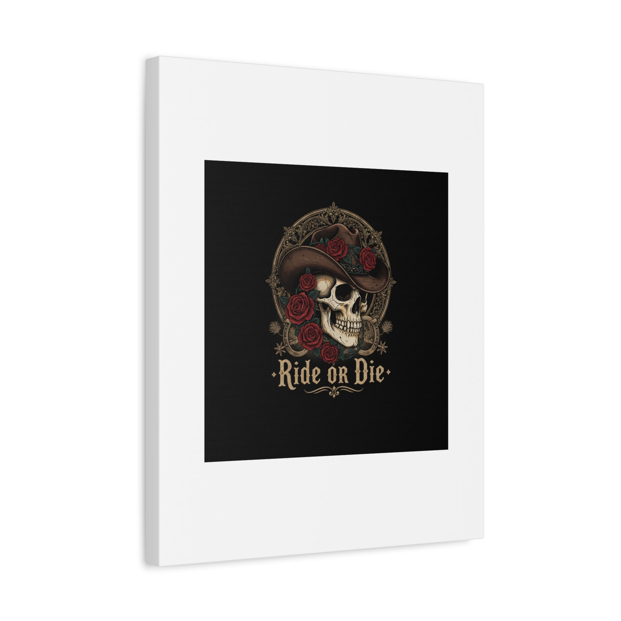 Ride or Die Skull Canvas | Western Skull Art, Gothic Americana