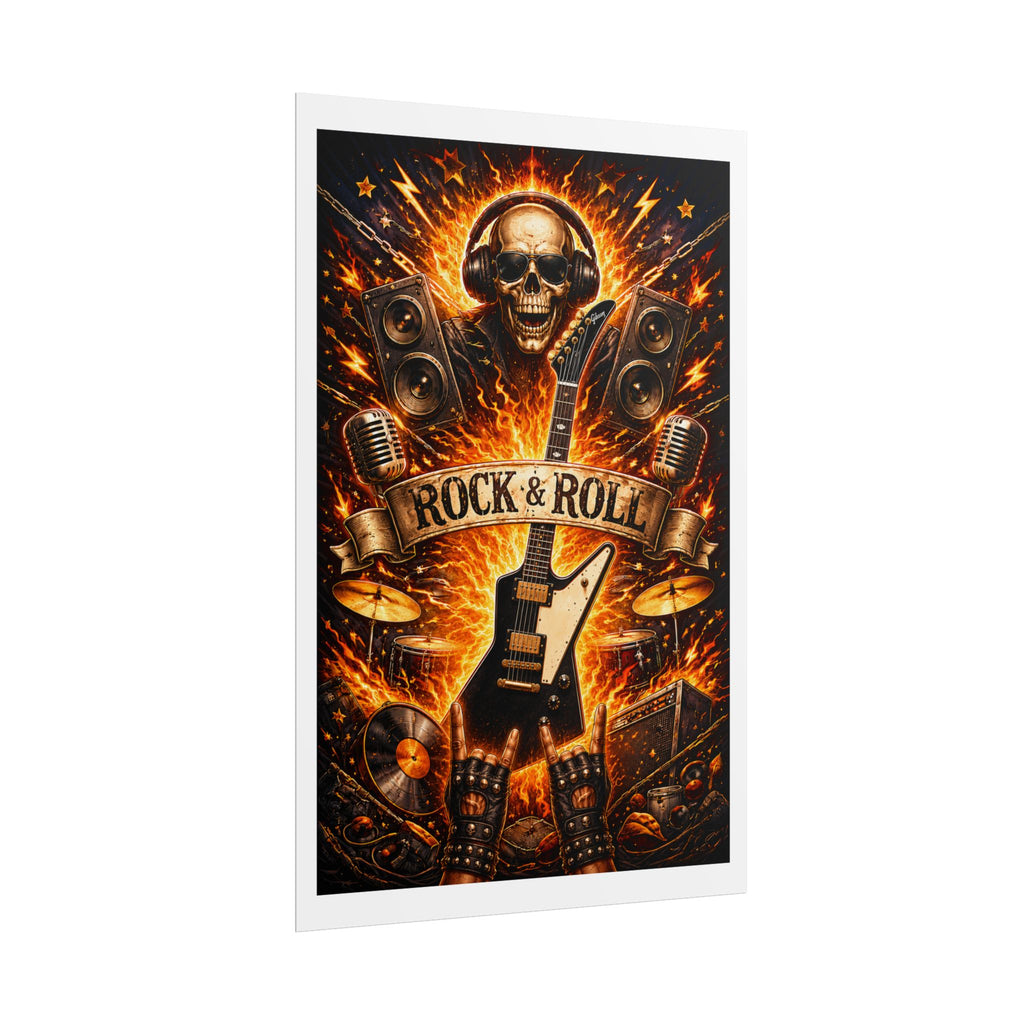 Rock & Roll Skull Guitar Poster — Rolled Music Wall Art