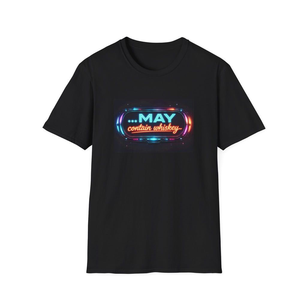 May Contain Whiskey T-Shirt – Funny Neon Retro Graphic Tee for Whiskey Lovers