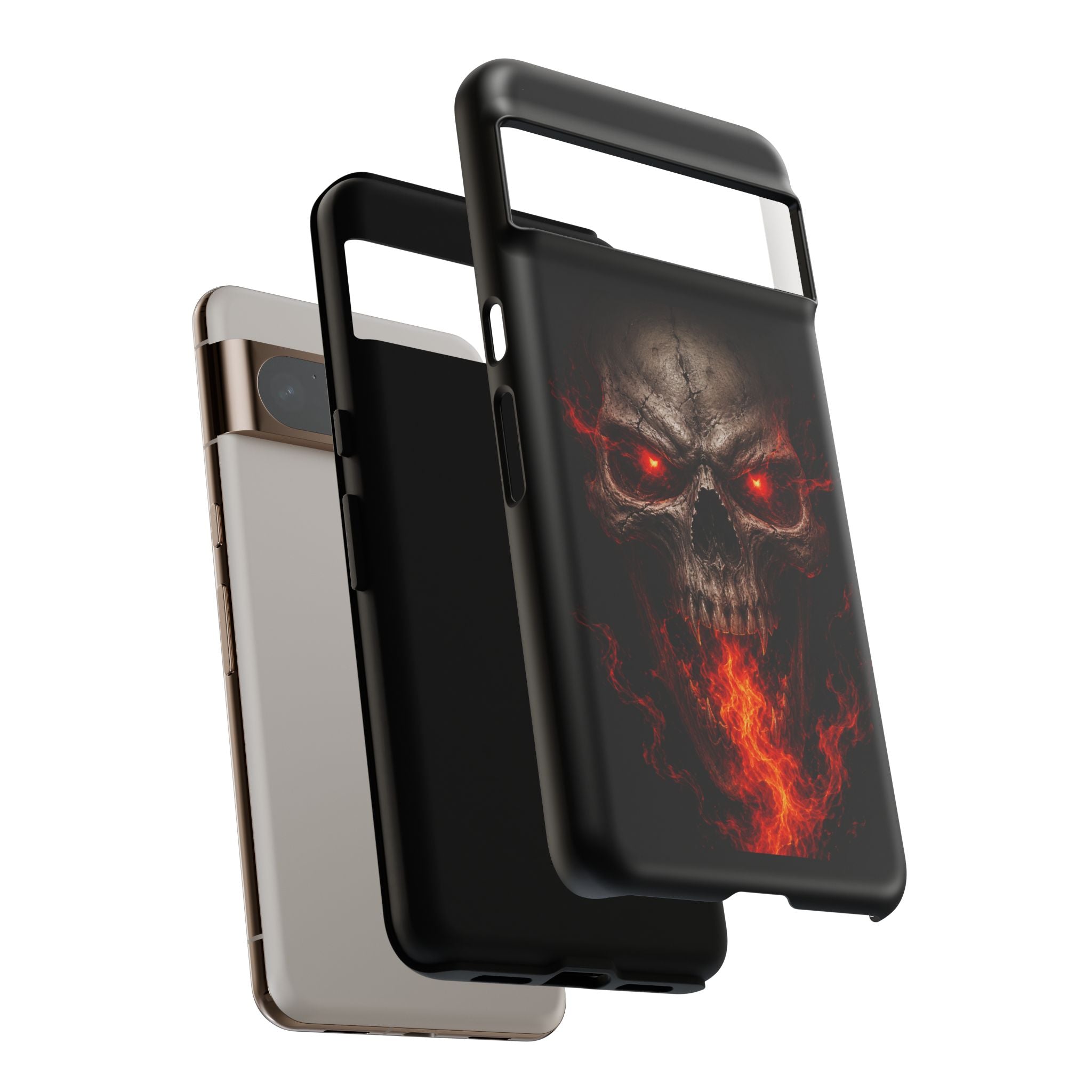 Flaming Skull Tough Case — Heavy-Duty Phone Case with Red-Eye Skull Design