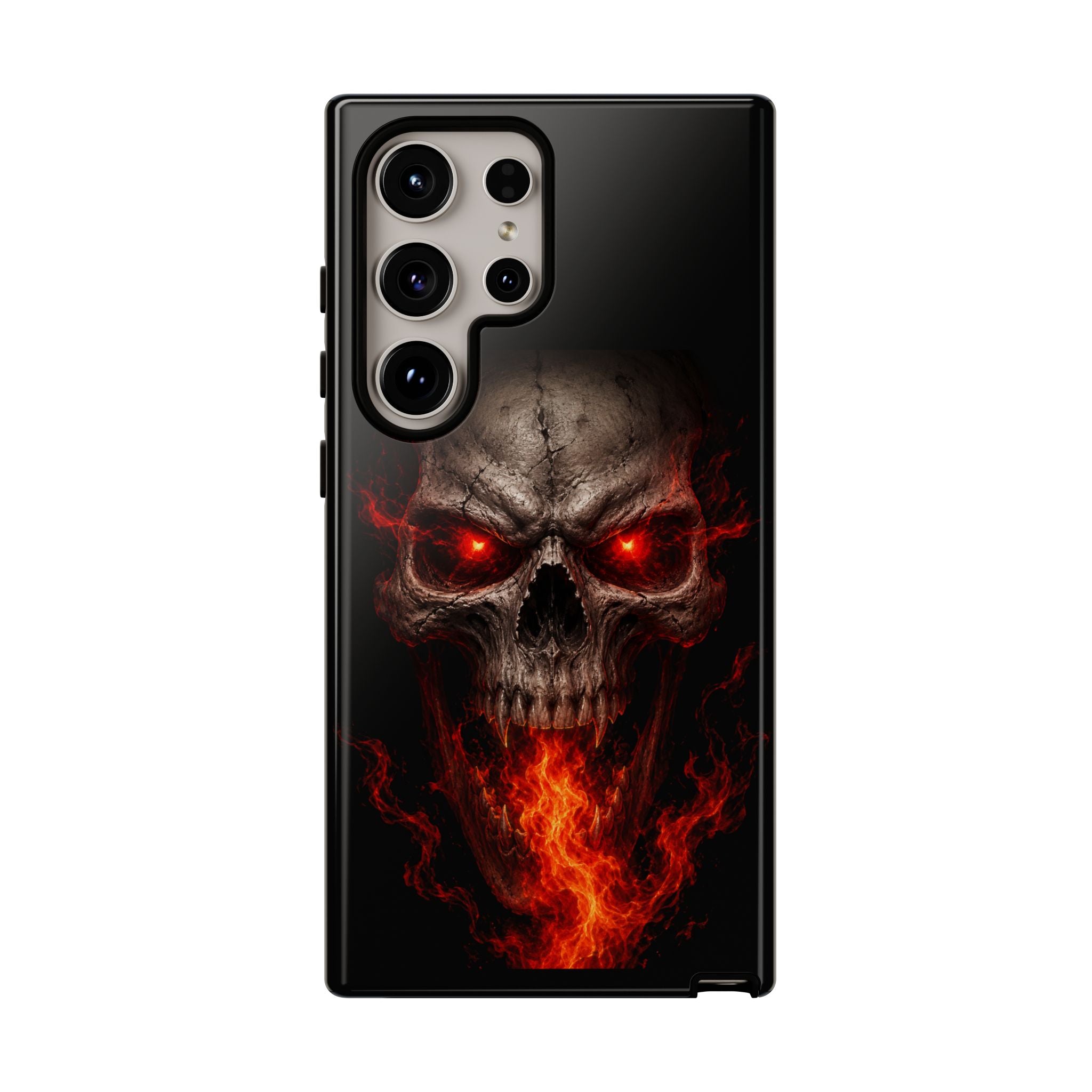 Flaming Skull Tough Case — Heavy-Duty Phone Case with Red-Eye Skull Design