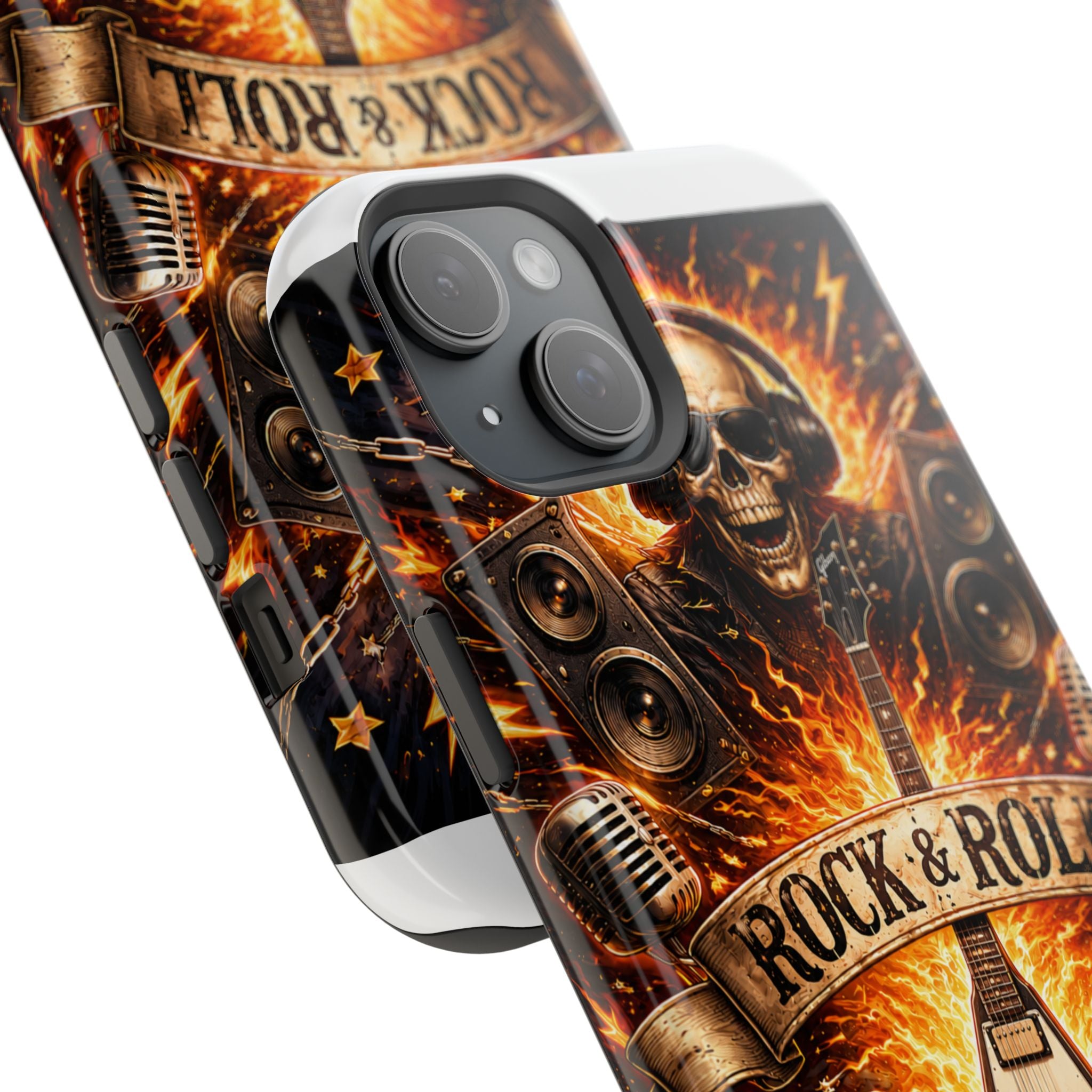 Rock & Roll Skull Guitar Phone Case — Magnetic Impact-Resistant