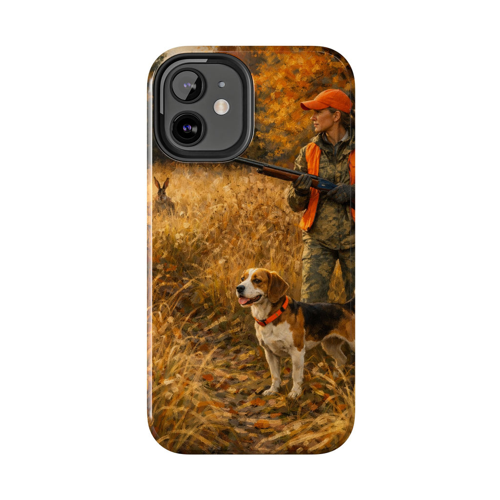 Hunting Scene Tough Phone Case — Hunter & Beagle Autumn Field Protective Cover