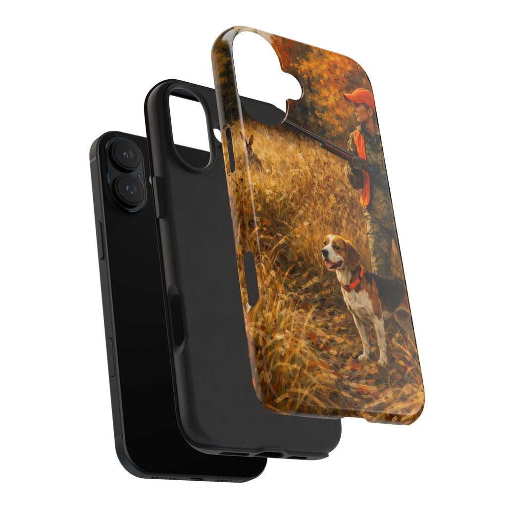 Hunting Scene Tough Phone Case — Hunter & Beagle Autumn Field Protective Cover