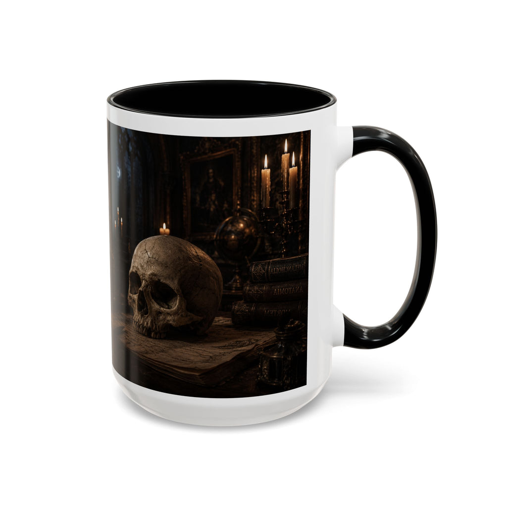 Gothic Skull Coffee Mug — Candlelit Occult Library Accent Mug (11/15oz)