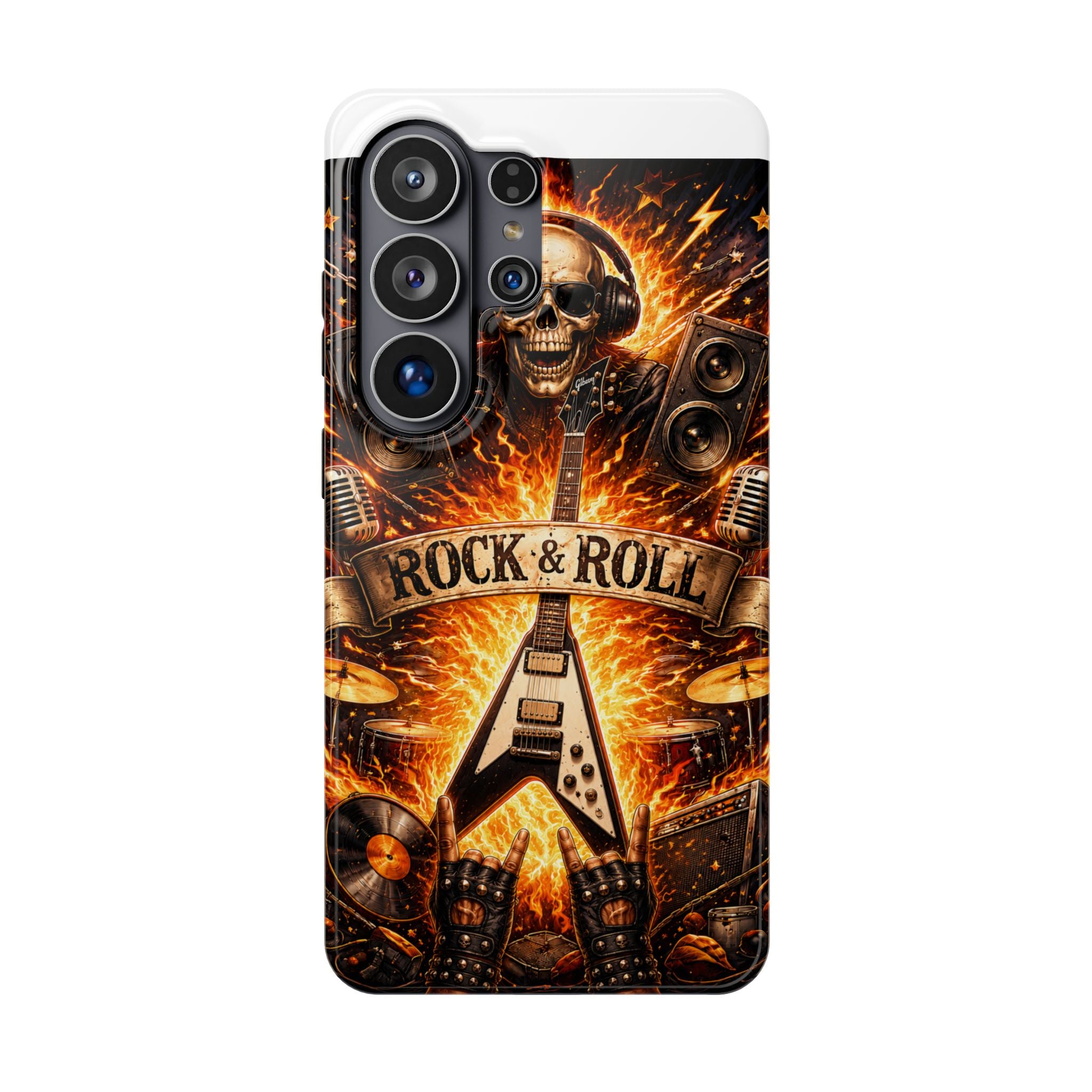 Rock & Roll Skull Guitar Phone Case — Magnetic Impact-Resistant