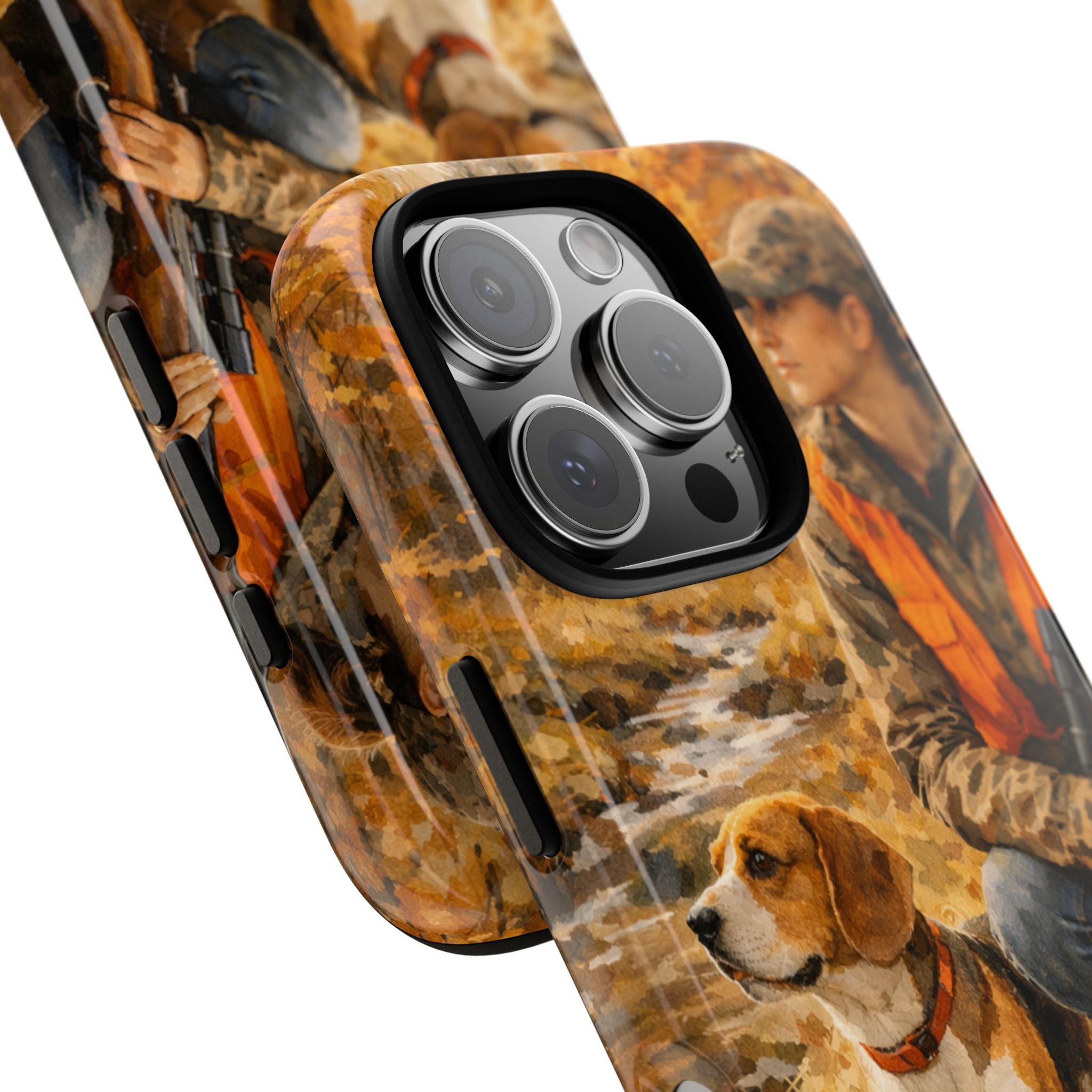 Hunter and Beagle Phone Case — Hunting Dog Autumn Camouflage iPhone Cover