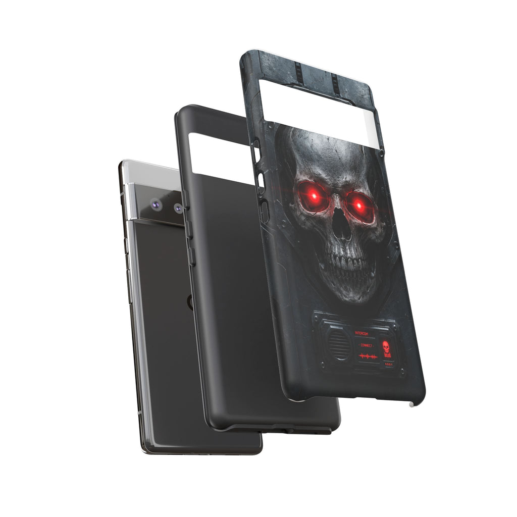Skull Sentinel Phone Case — Red-Eyed Tactical Skull Protective Case