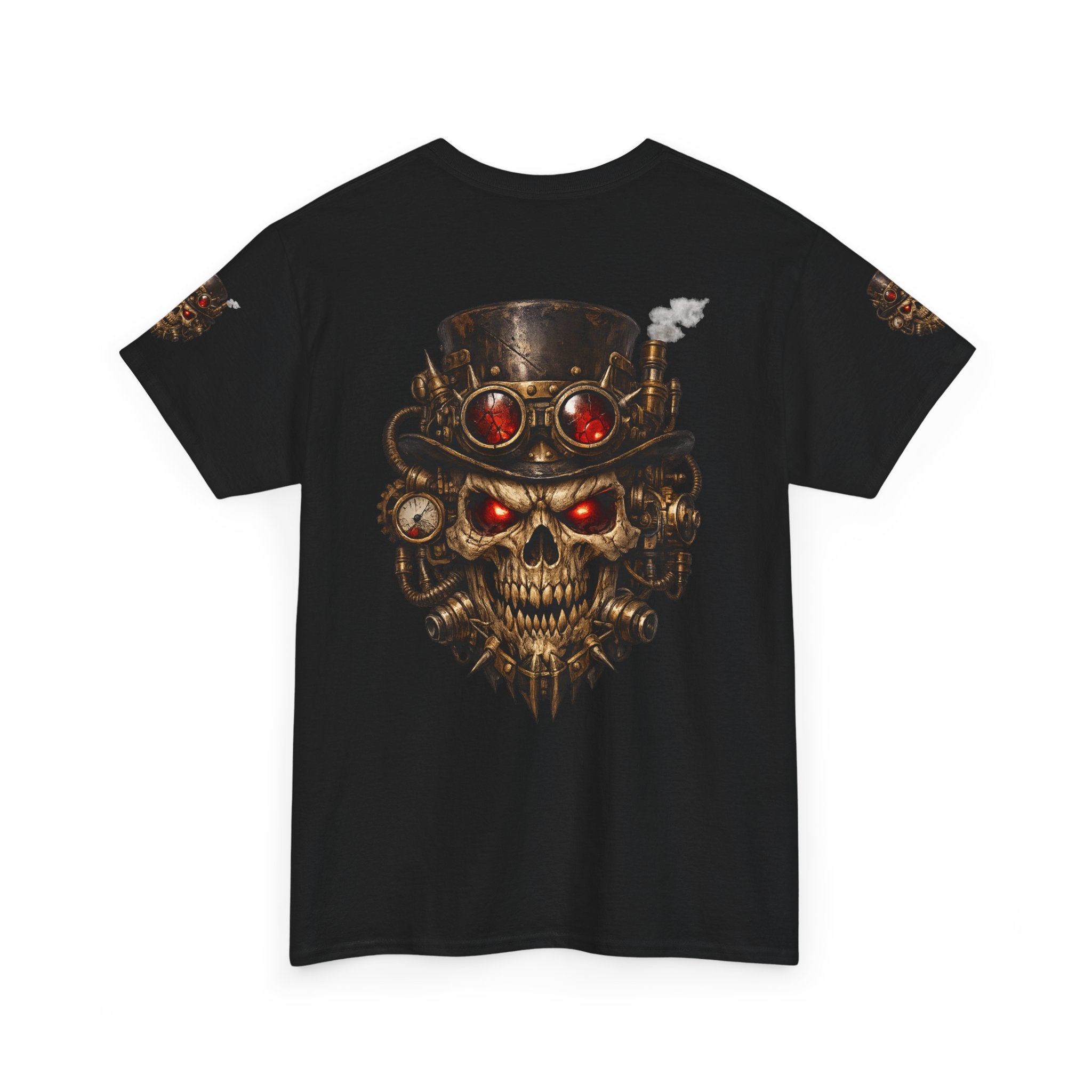 Skull Steampunk Tee — Red-Eyed Skull Graphic Shirt